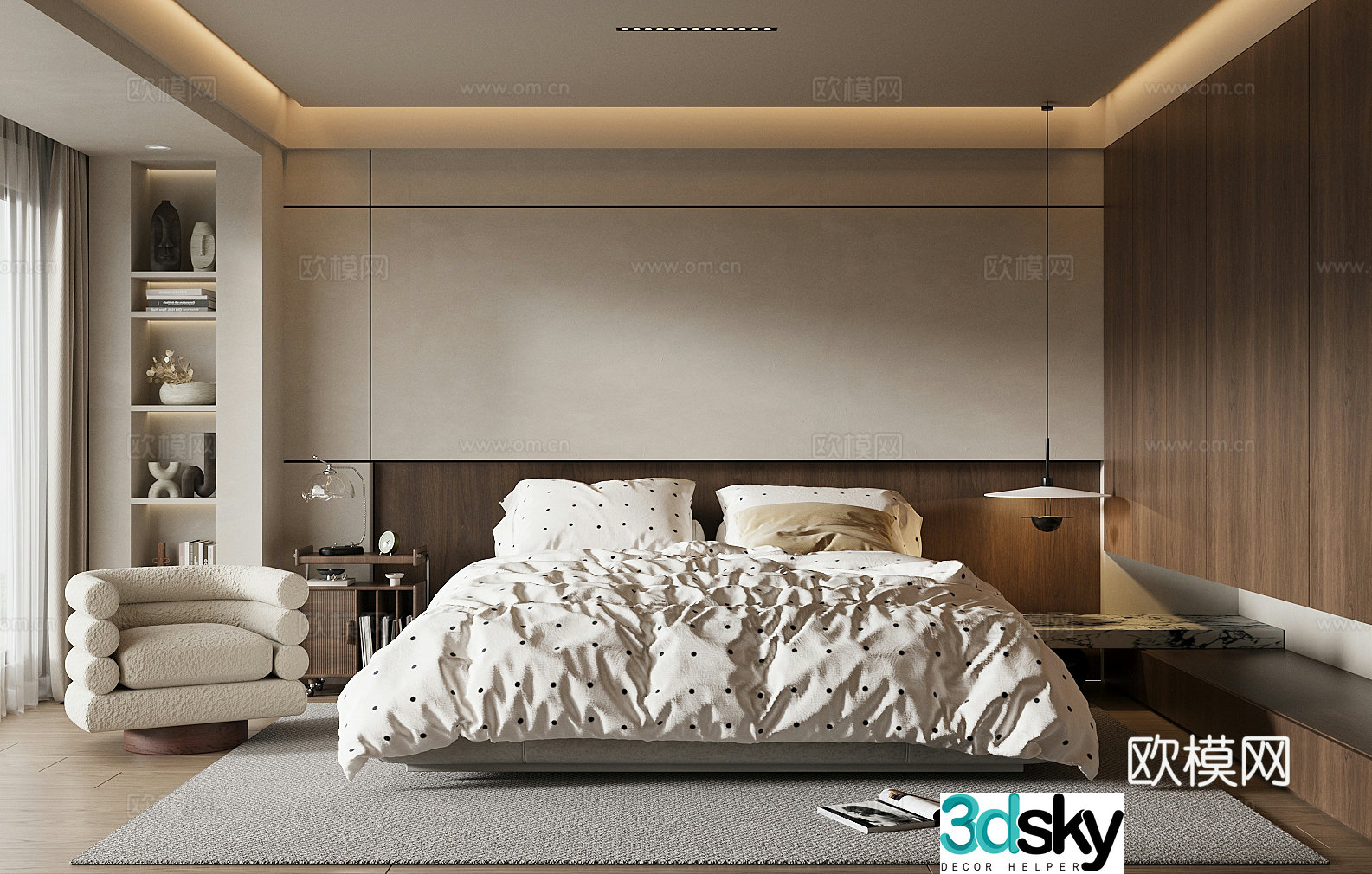 Middle-aged home bedroom master bedroom 3d model