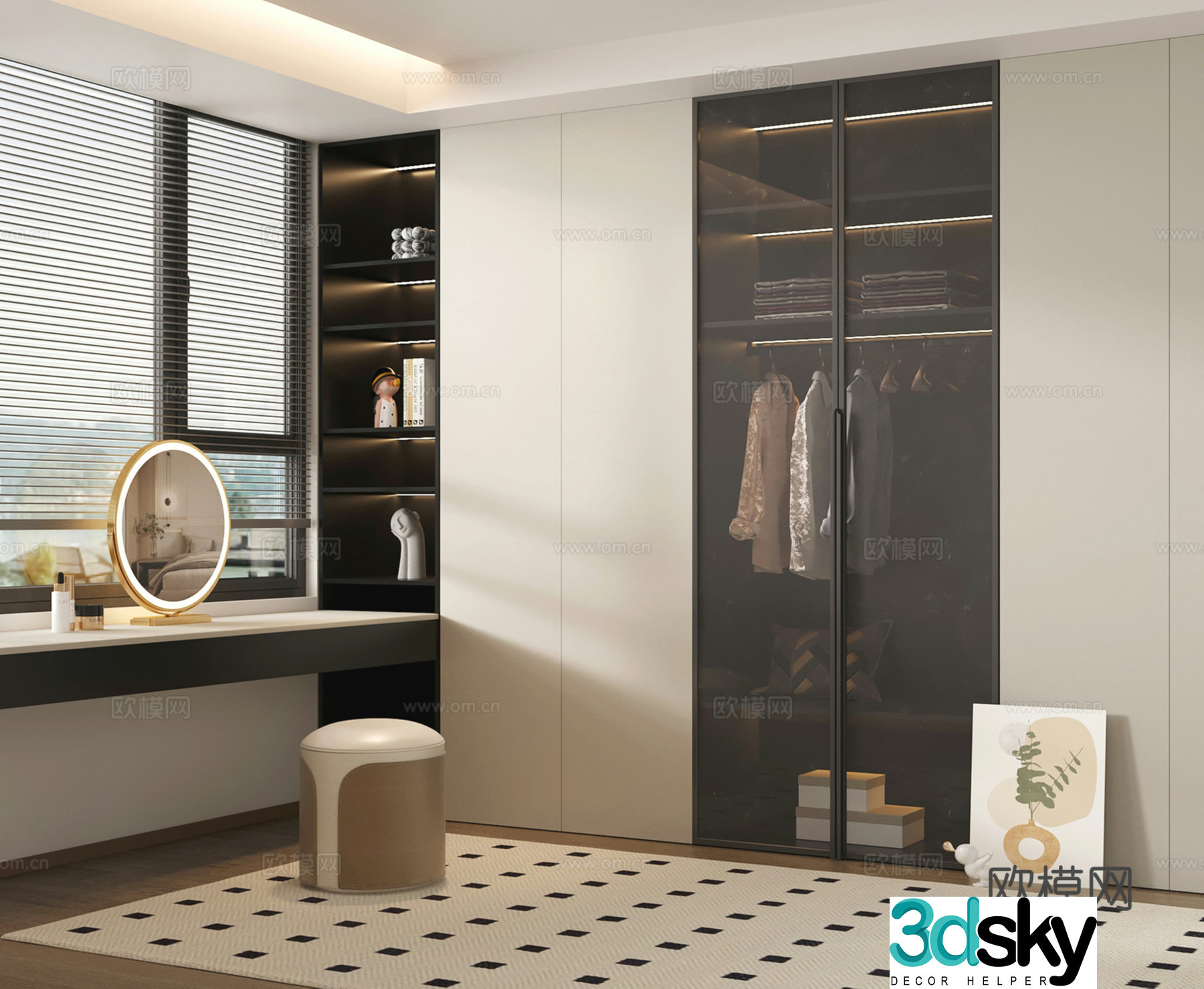 Modern wardrobe dressing table integrated cabinet wardrobe dressing table 3d model