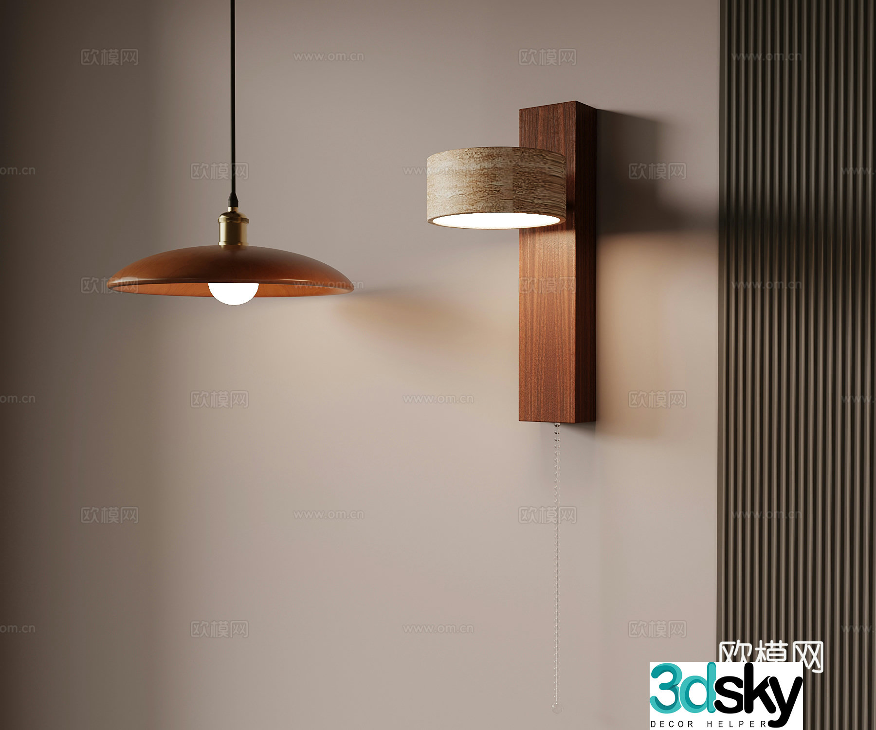 Middle-aged wall lamp chandelier 3d model
