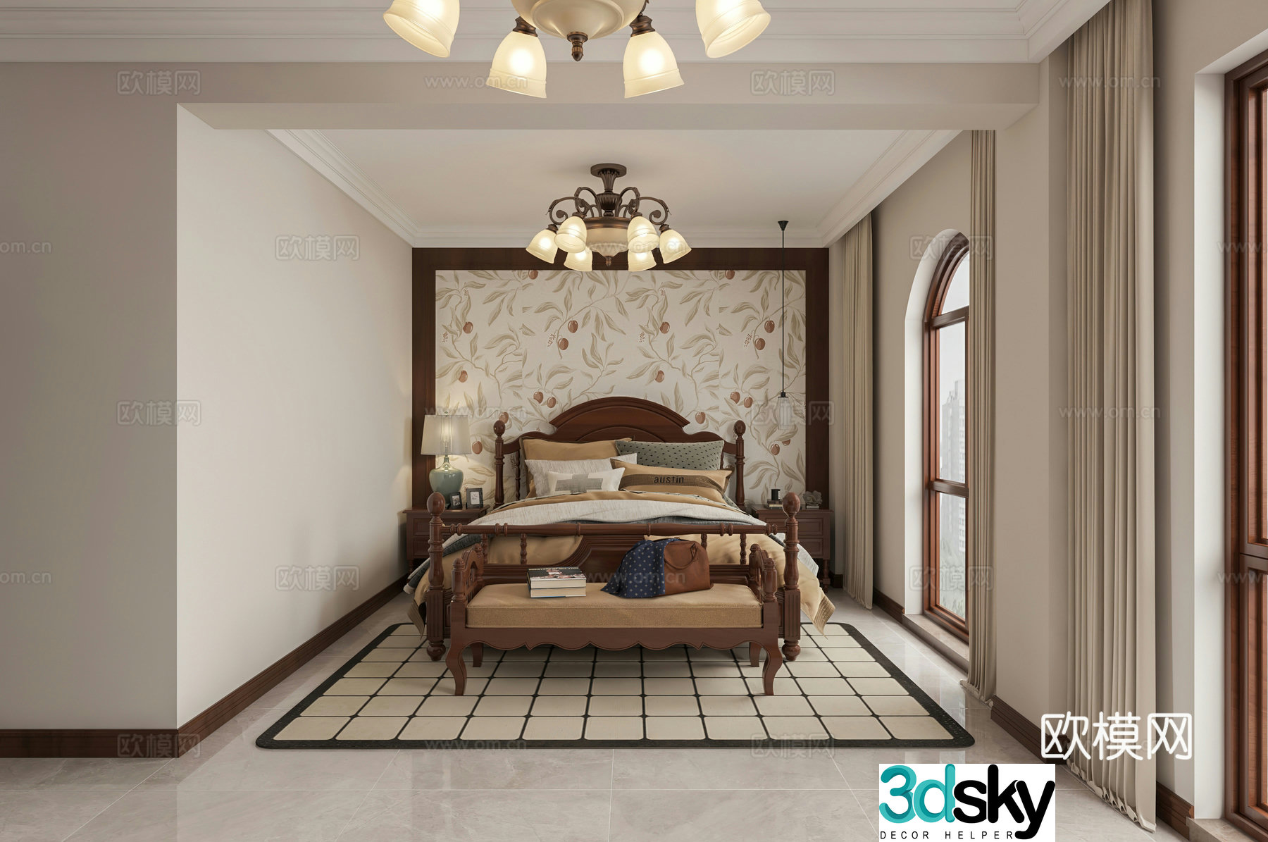 American bedroom wardrobe 3d model
