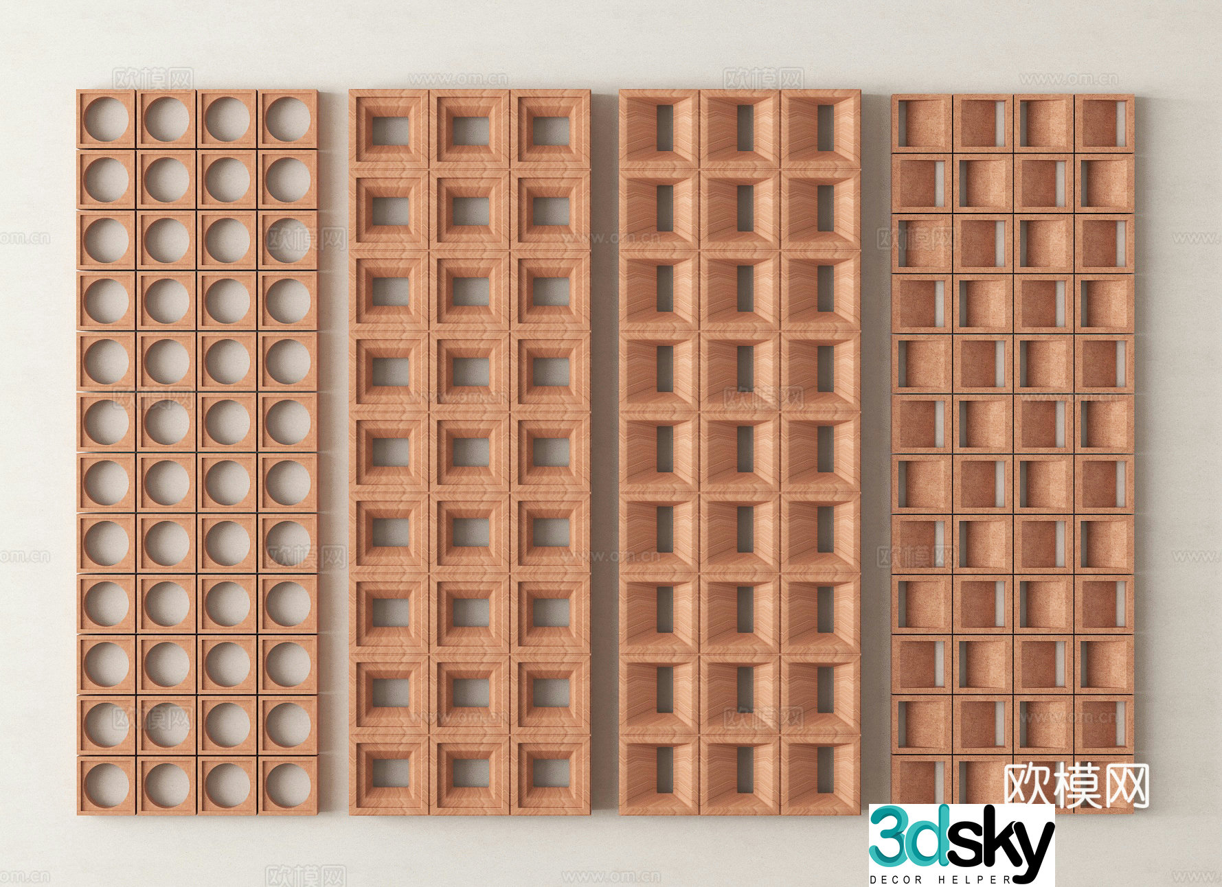 Cement brick partition Red brick Flower tiles Hollow prefabricated 3D model