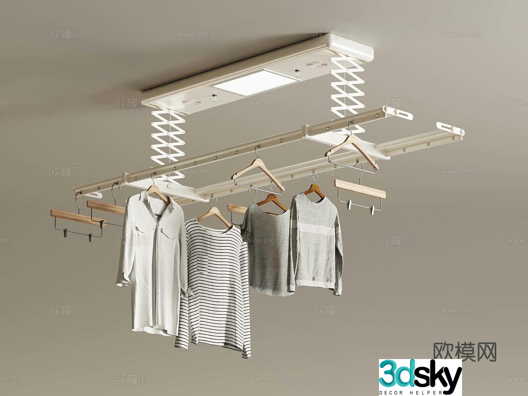Modern clothes drying hanger 3d model