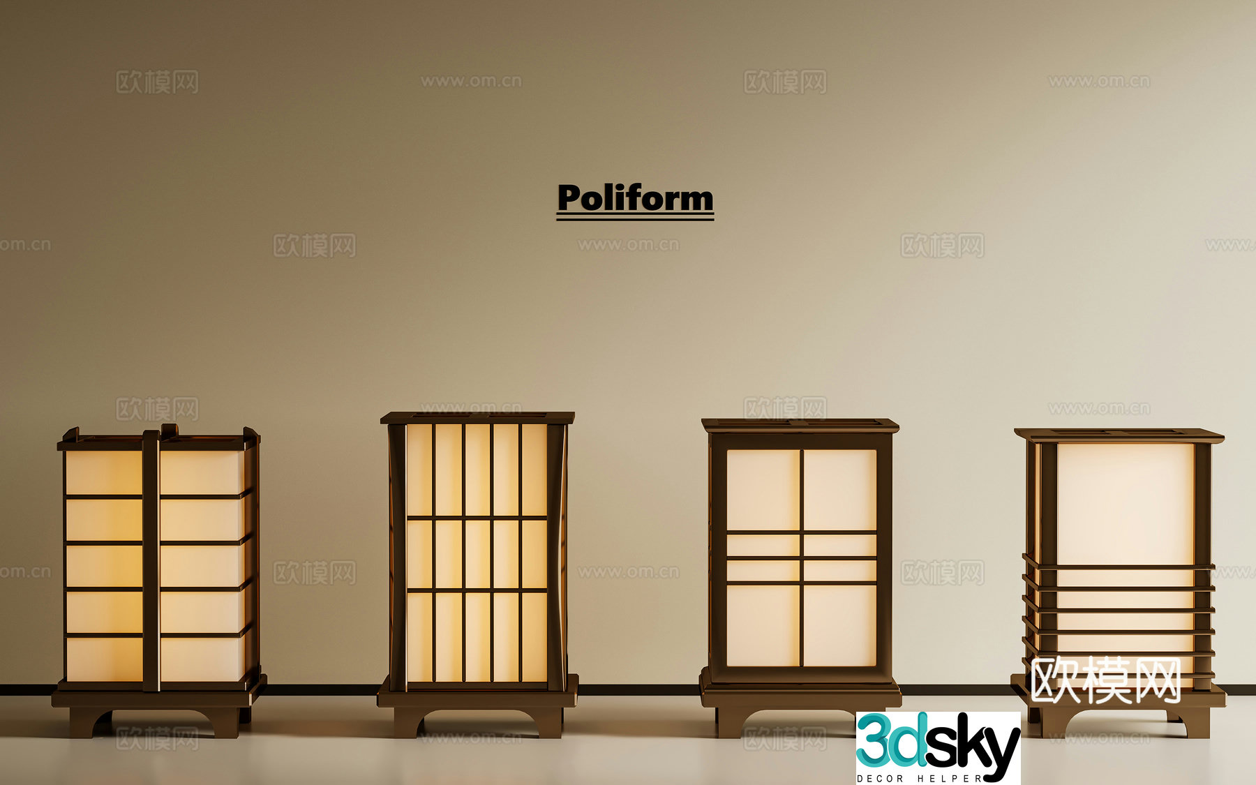 New Chinese style Chinese style floor lamp courtyard floor lamp outdoor floor lamp landscape lamp Japanese style gold 3D model