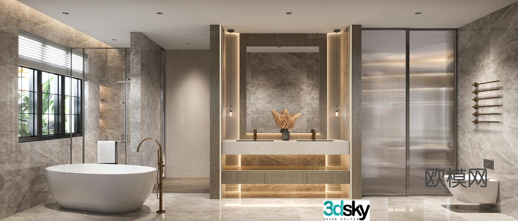 Modern bathroom villa bathroom main bathroom 3D model