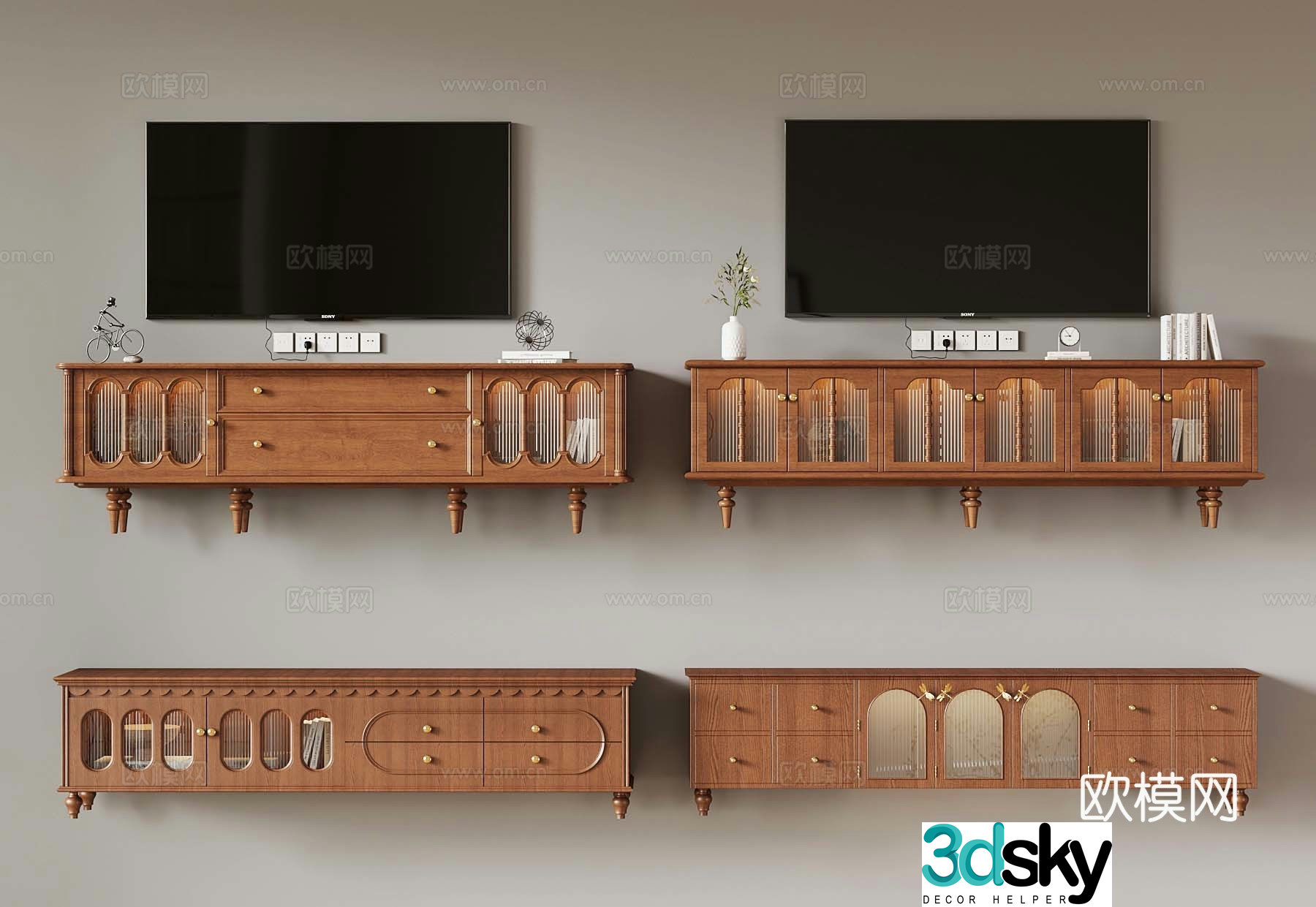 French medieval style TV cabinet 3D model