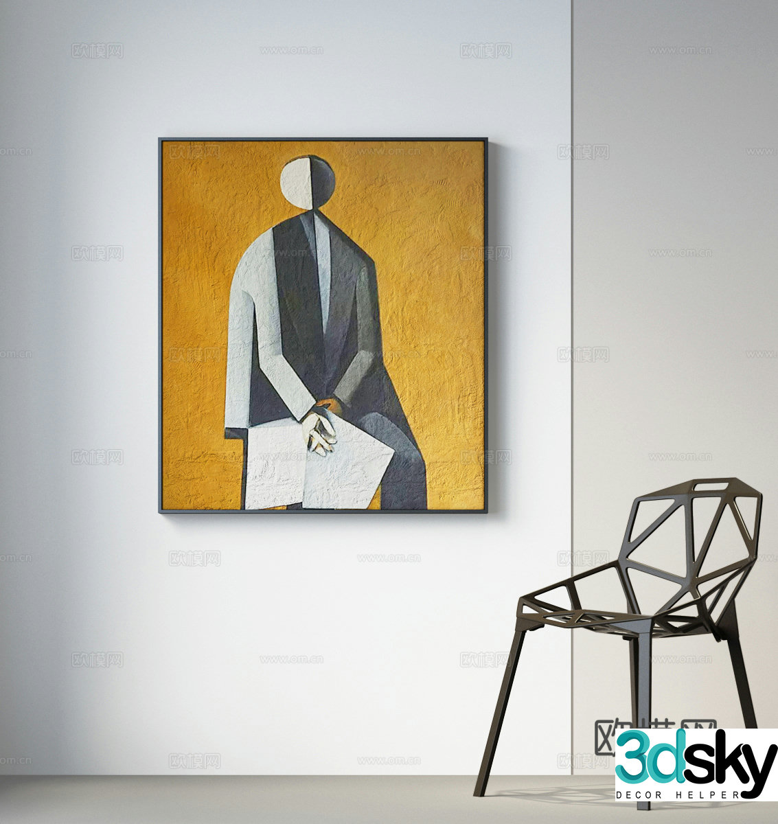Modern hanging painting 3d model