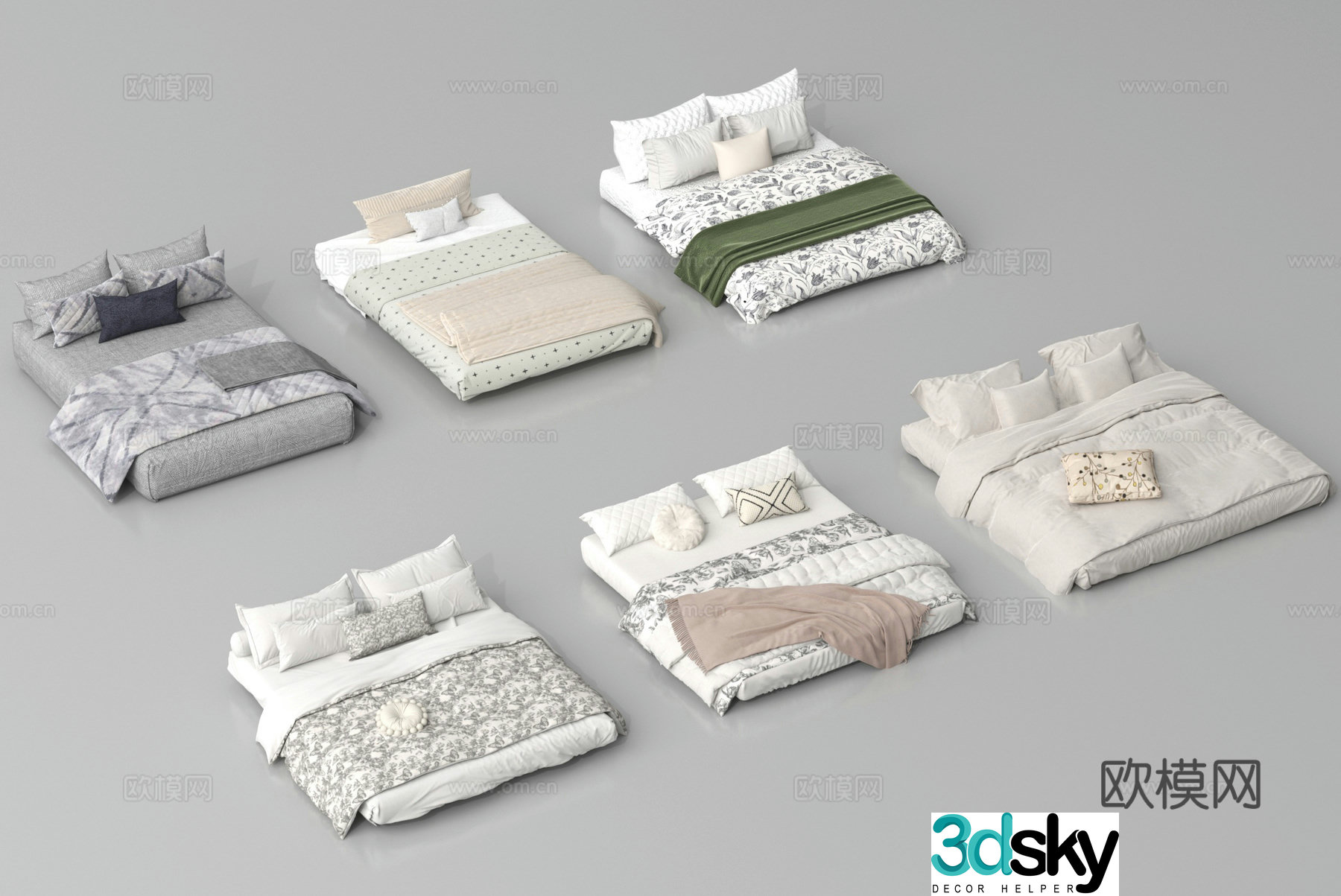 Double bed bedding tatami bed 3d model