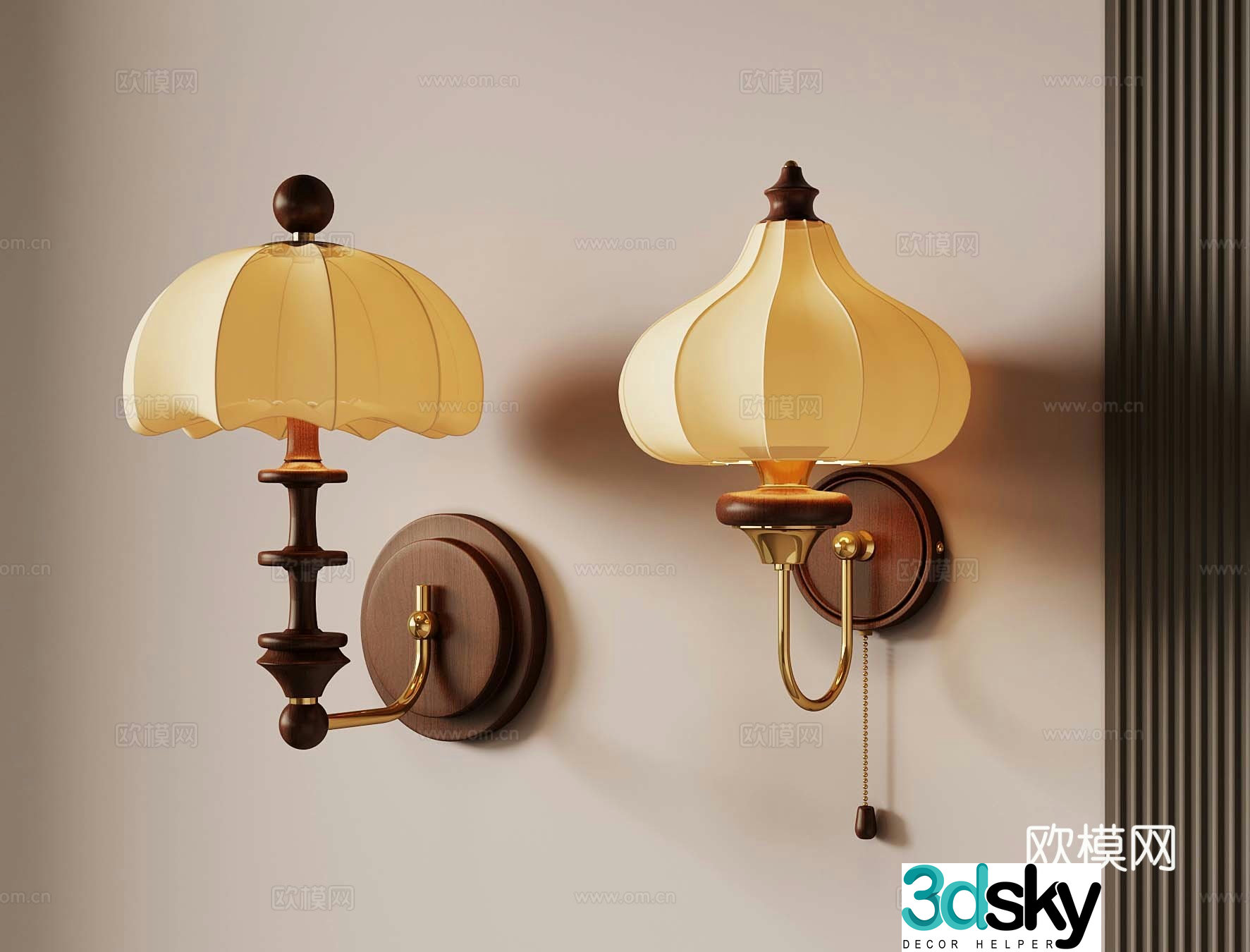 French medieval style wall lamp bedside wall lamp decorative lamp 3d model