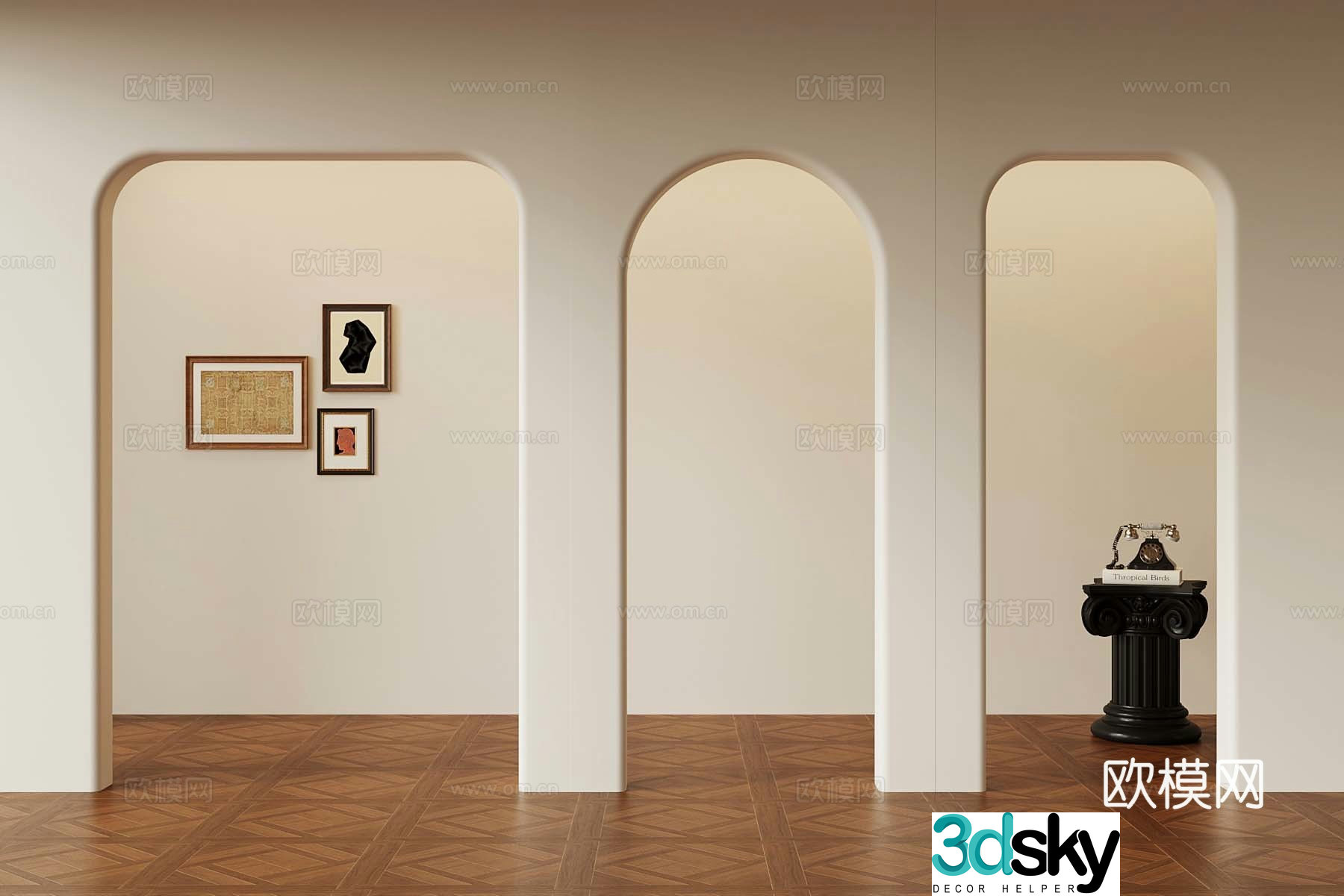 French door cover door hole 3D model