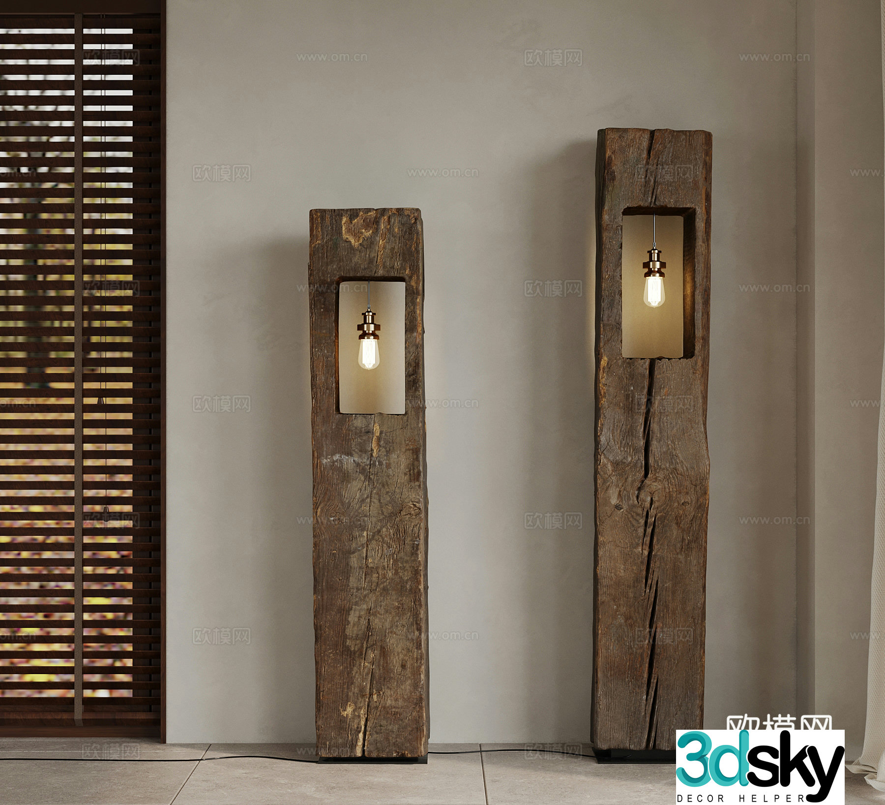 Jijifeng Floor Lamp Solid Wood Floor Lamp 3D Model