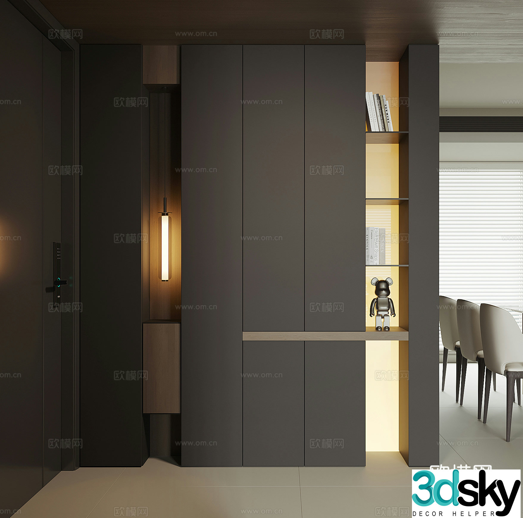 Modern home entrance shoe cabinet 3D model