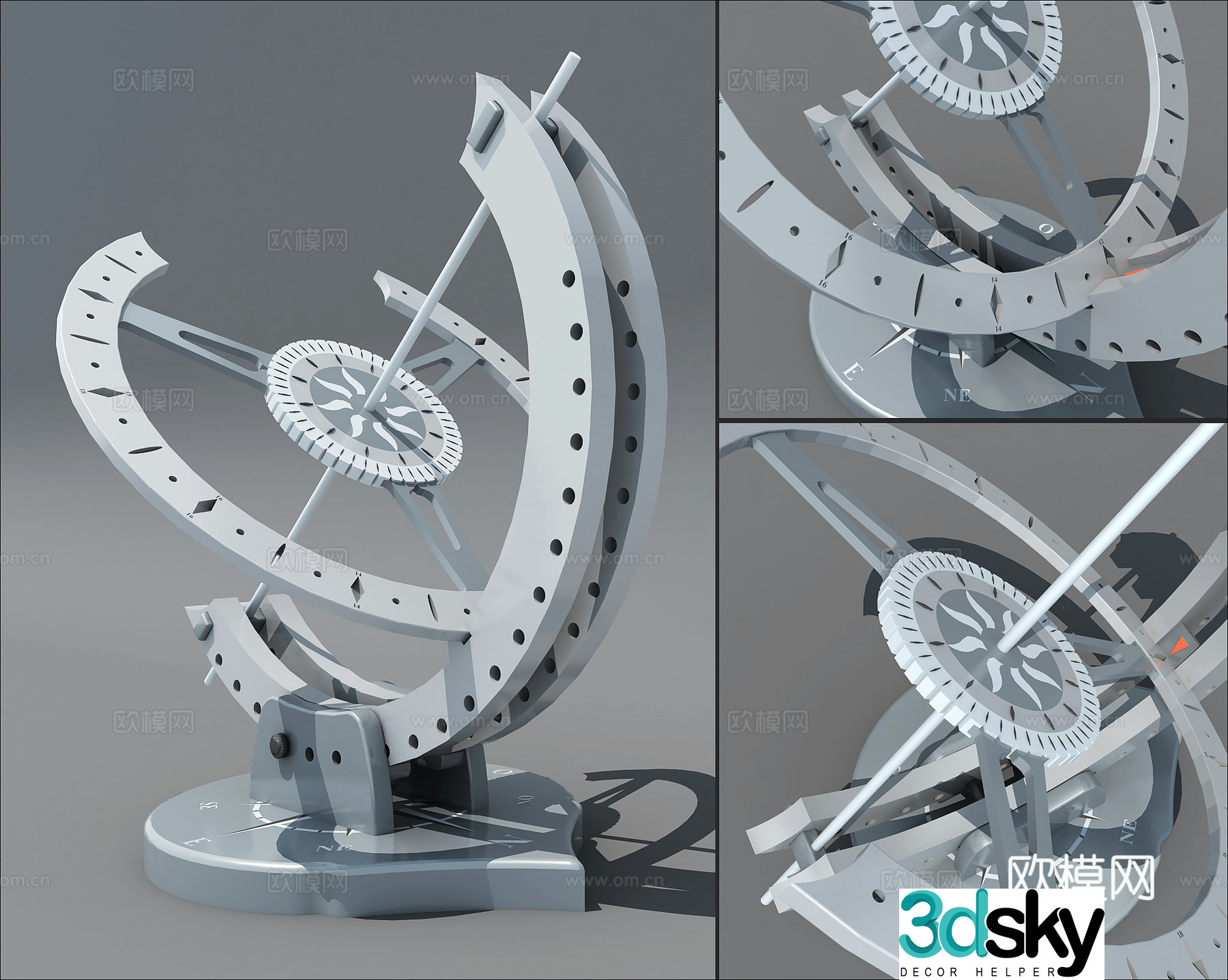Sundial Sculpture City Sketch Square Sculpture 3D Model