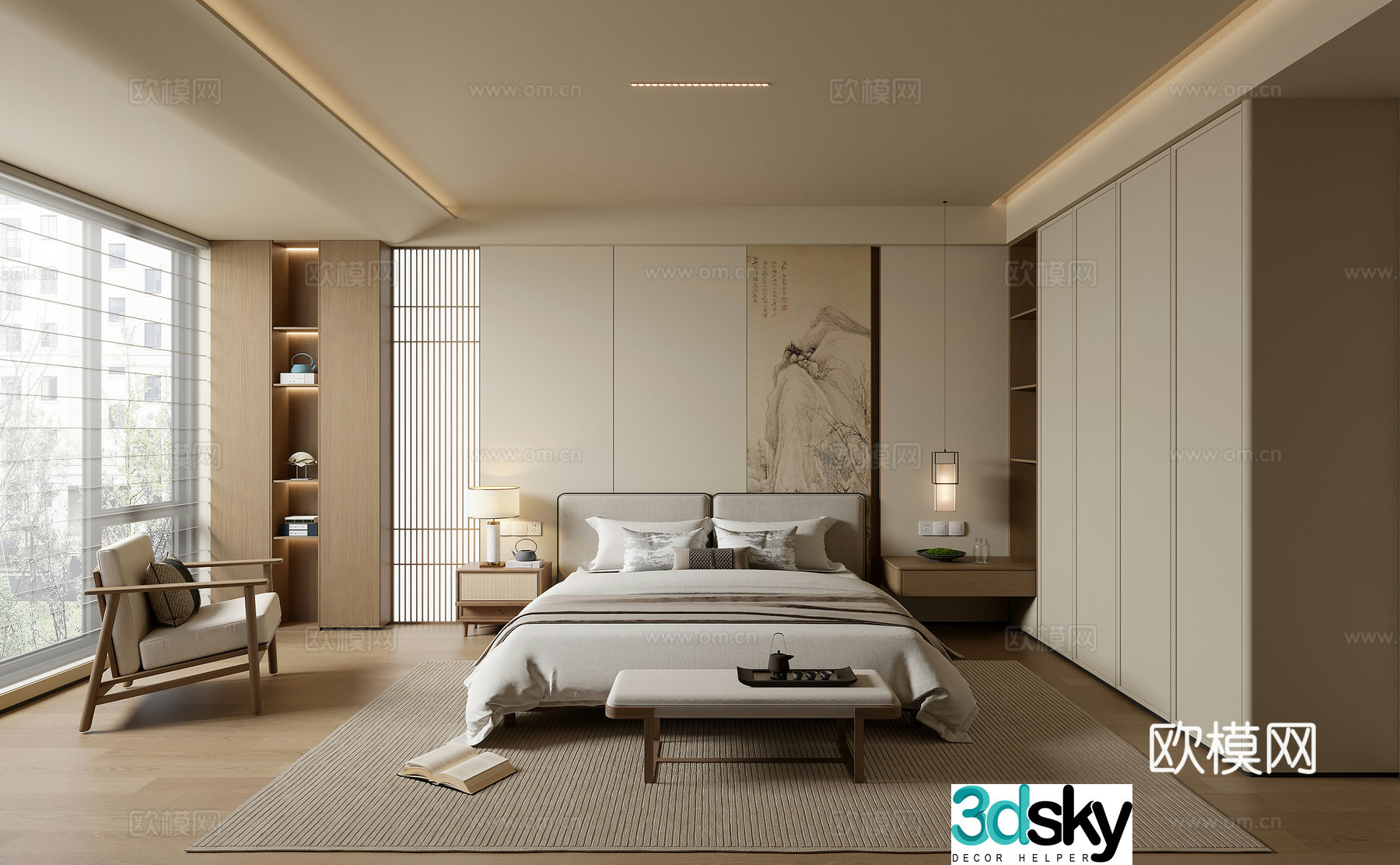 Song style aesthetic bedroom 3D model