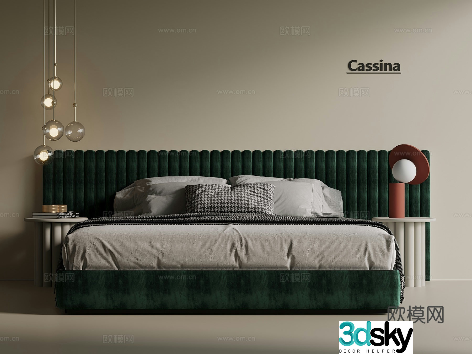 Light luxury French double bed fabric bed leather bed master bedroom bed 3D model