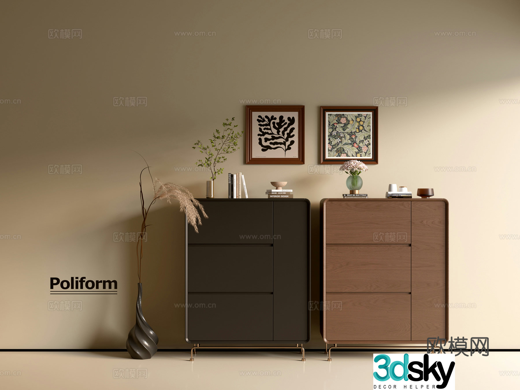 Modern wood grain cabinet ins wind minimalist wind cabinet whole cabinet sideboard balcony cabinet storage 3D model