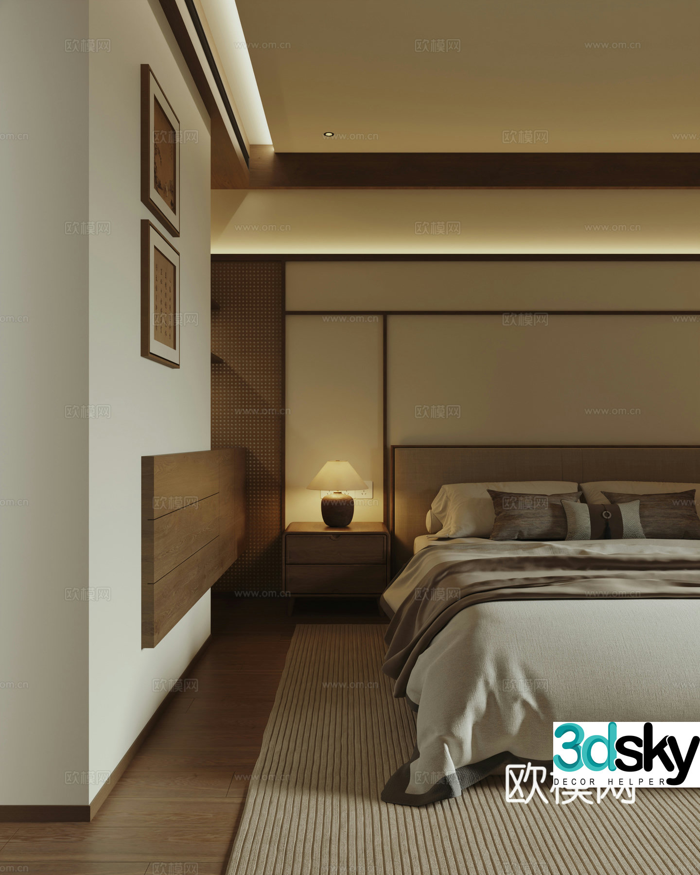 New Chinese Song style bedroom 3D model