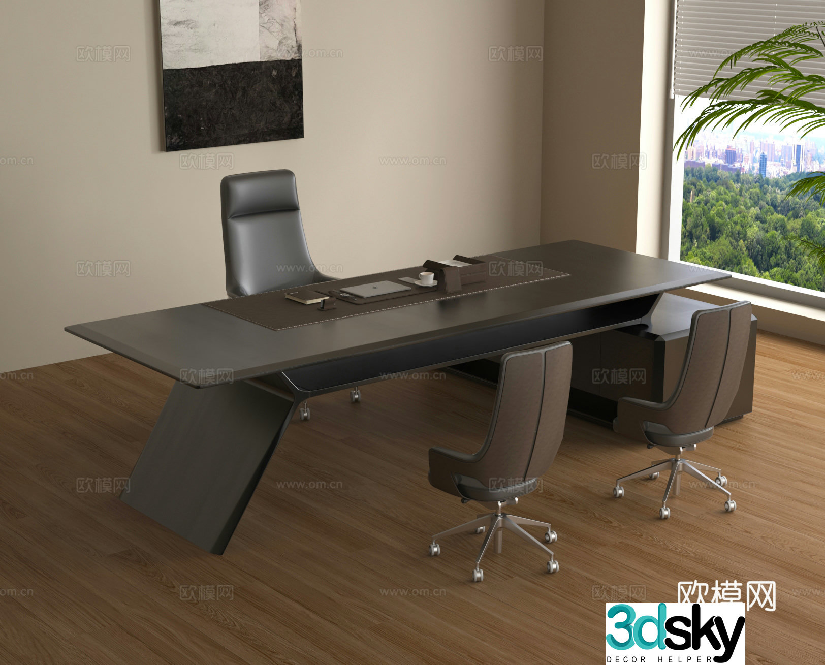 Modern boss office desk chair manager office desk chair class desk 3d model