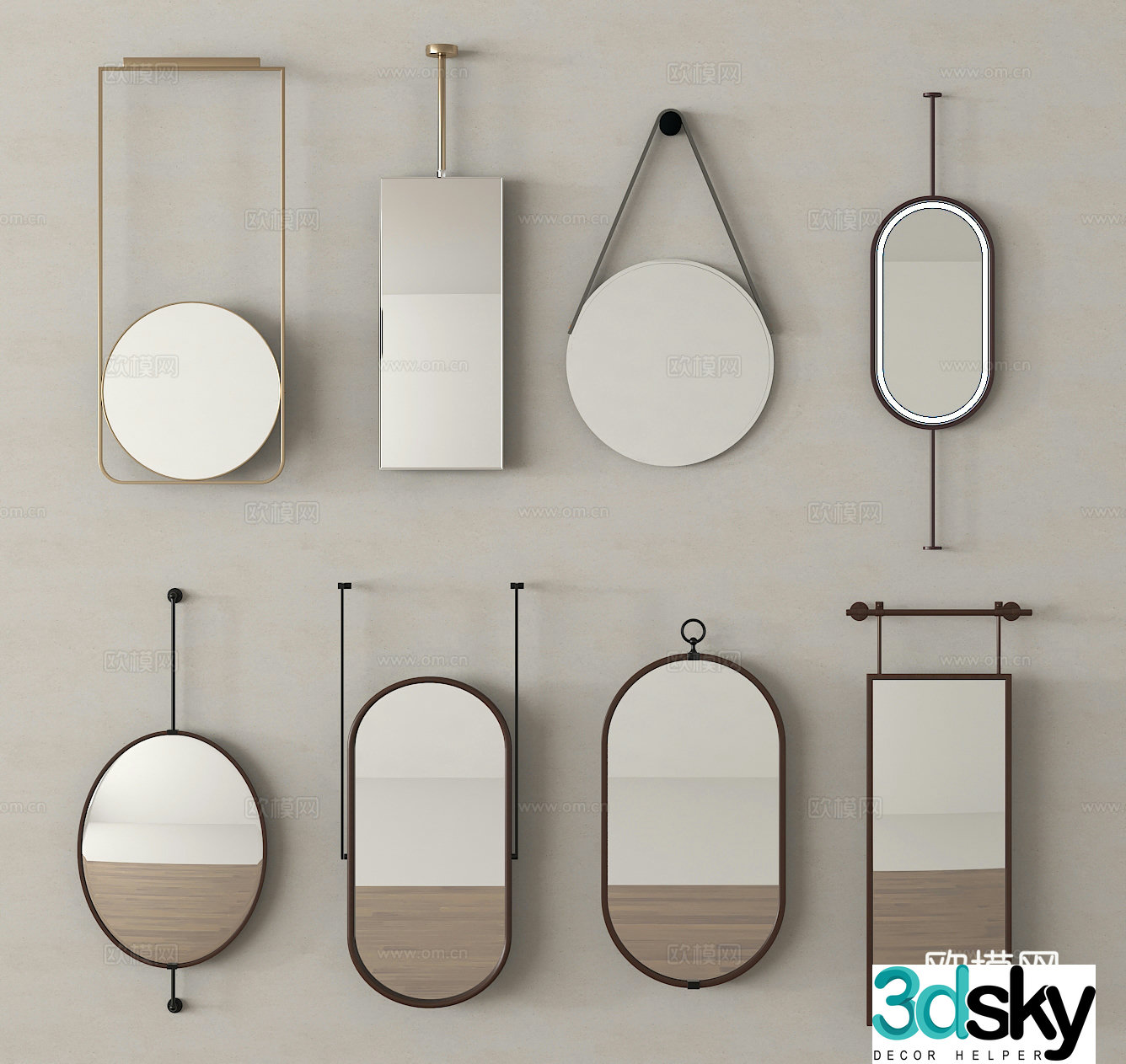 Mirror Full body mirror Makeup mirror Bathroom mirror 3d model
