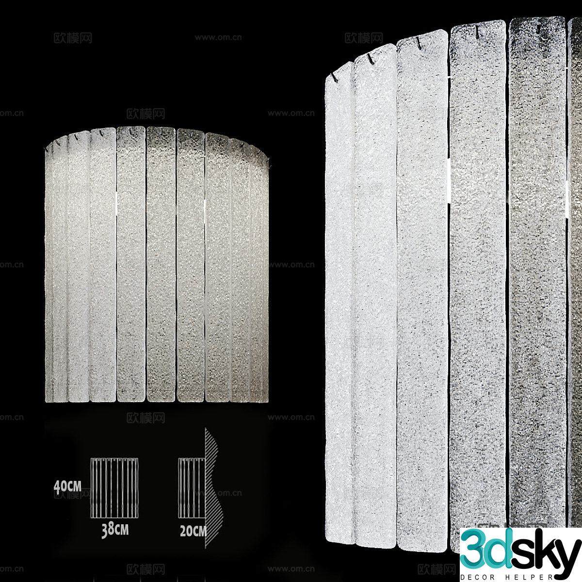 Modern light luxury crystal glass wall lamp 3D model