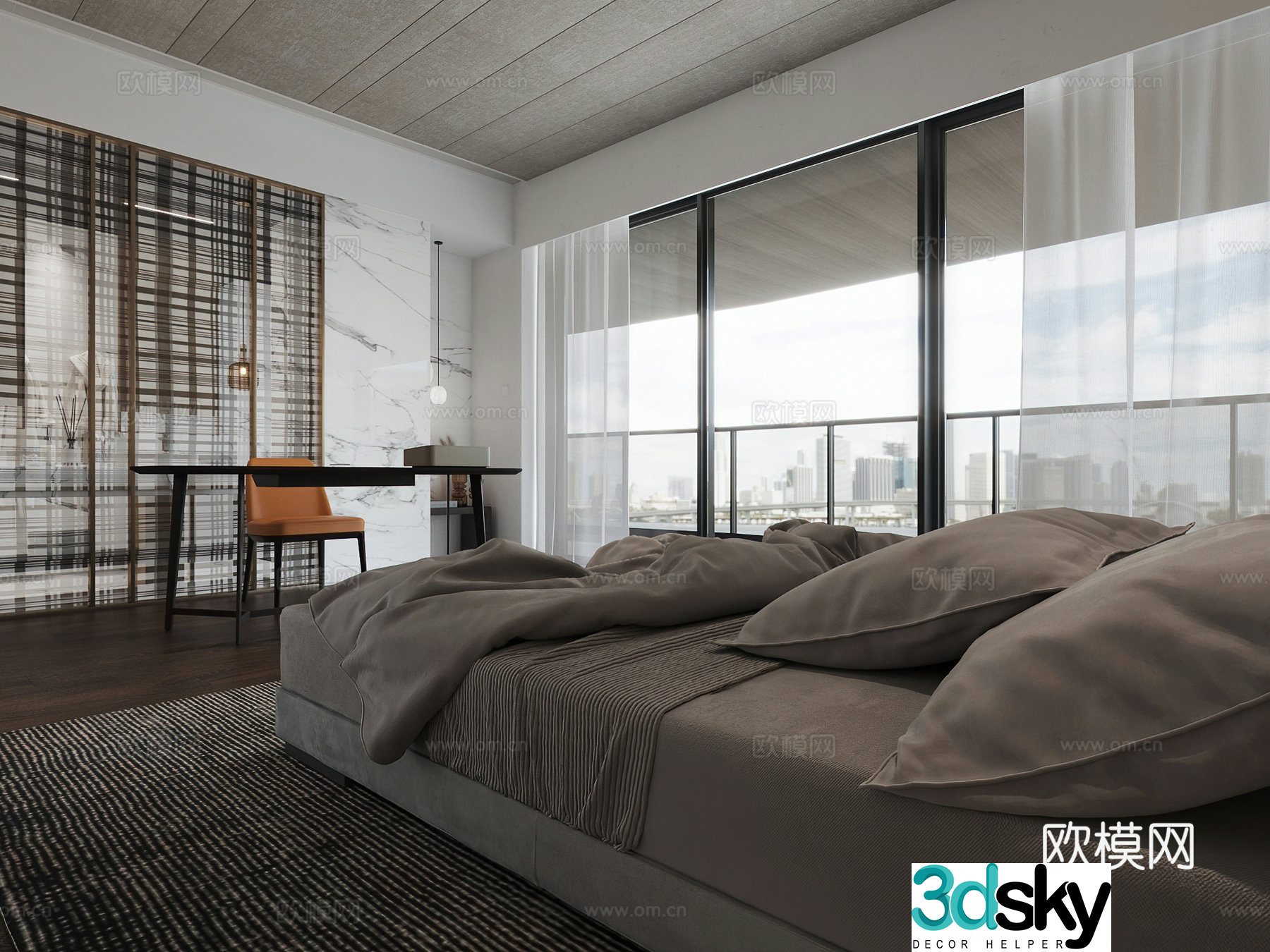 Modern Master Bedroom/Suite/Suite/Cloakroom 3D Model
