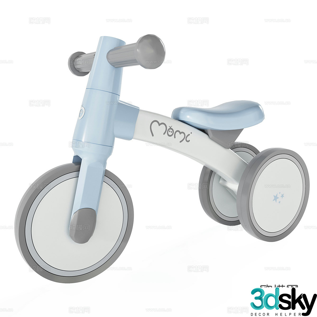 Modern cream style children’s balance bike 3d model