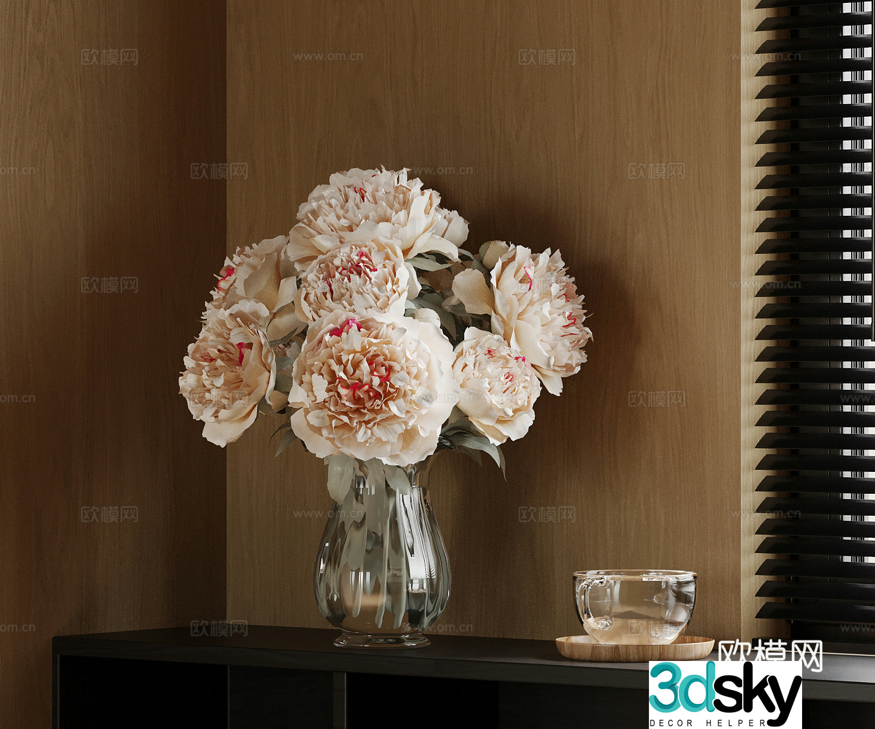 Modern vase flowers flower art 3d model