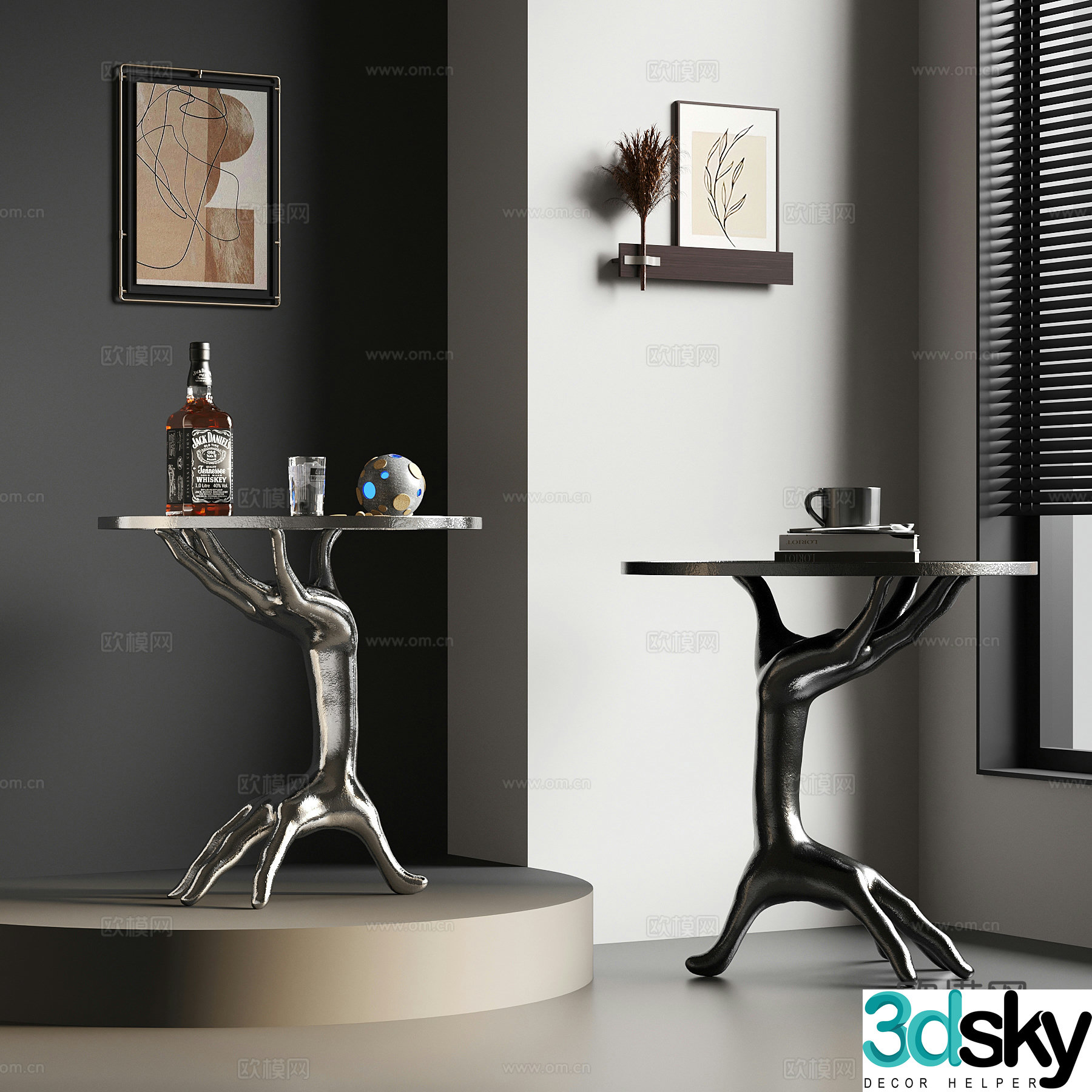 Modern coffee table creative side table 3D model