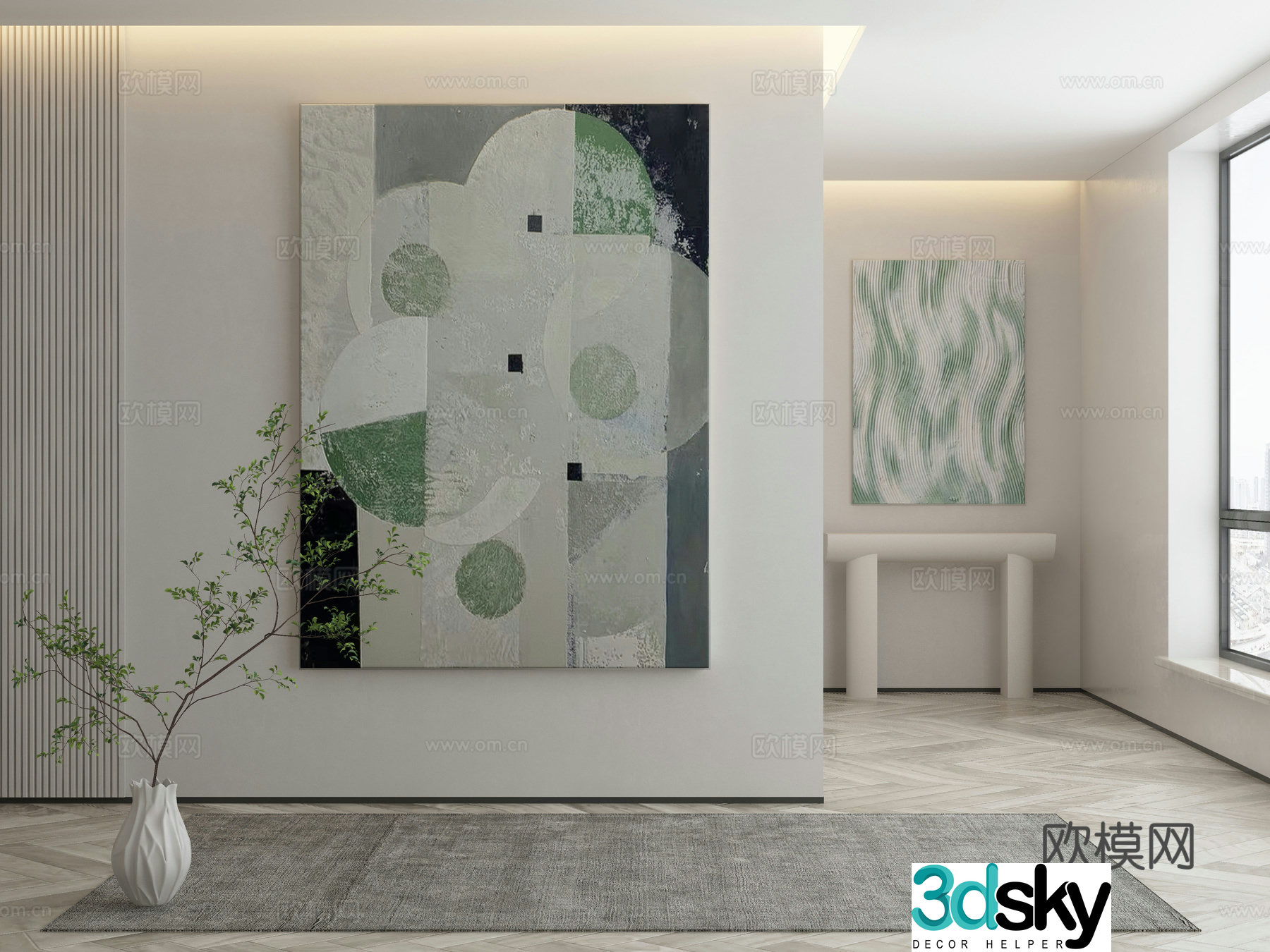 Modern Wasabi Hanging Painting Oil Painting 3D Model