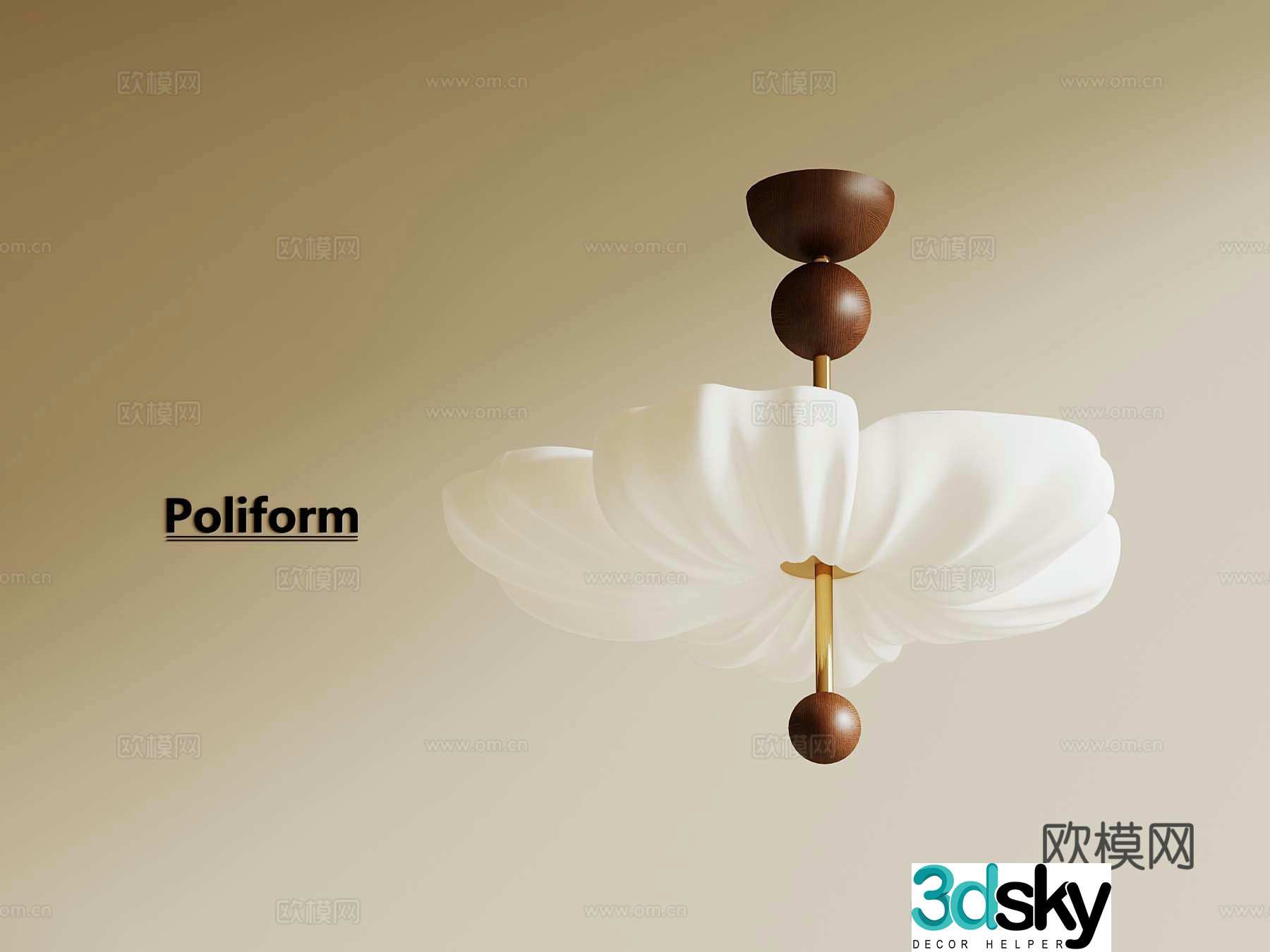 Modern cream ceiling lamp Middle style ceiling lamp 3d model