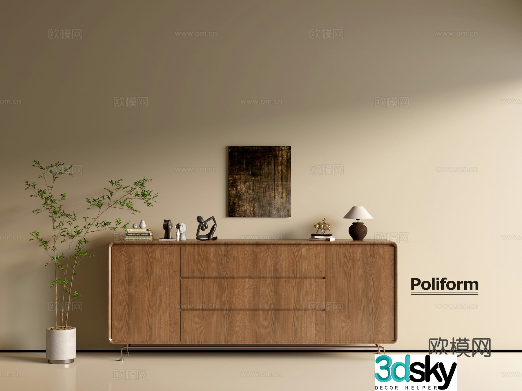 Modern wood grain cabinet ins wind minimalist wind cabinet whole cabinet sideboard balcony cabinet storage 3D model