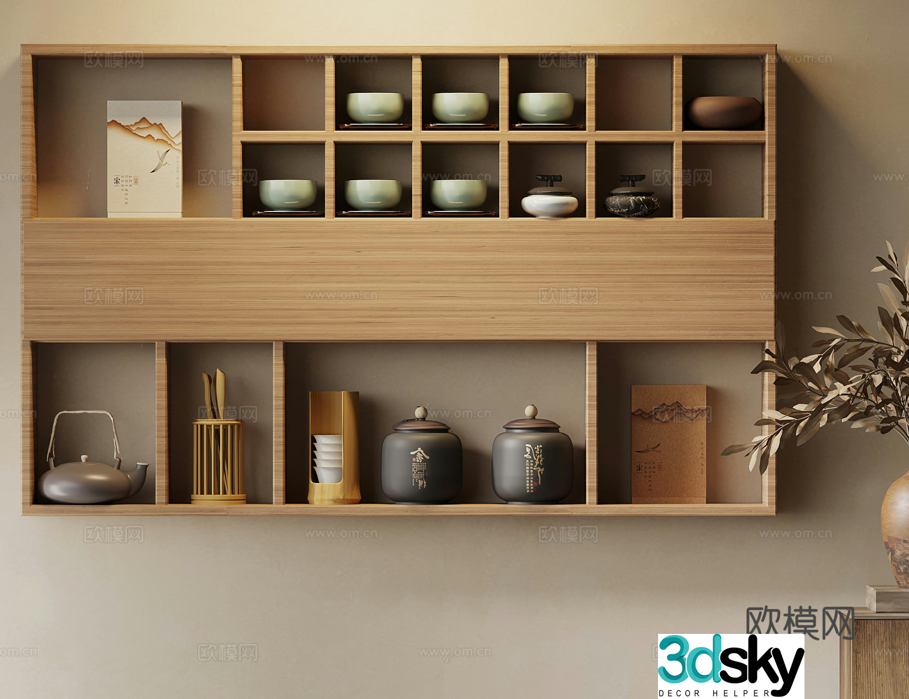 Tea cabinet New Chinese style tea cabinet Wall cabinet 3D model