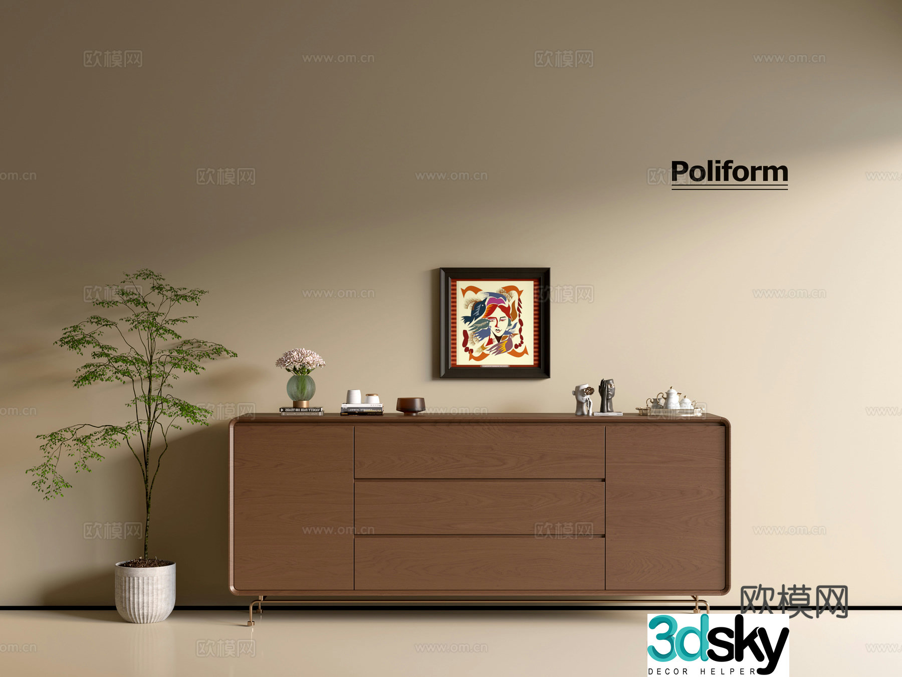 Modern wood grain cabinet ins wind minimalist wind cabinet whole cabinet sideboard balcony cabinet storage 3D model