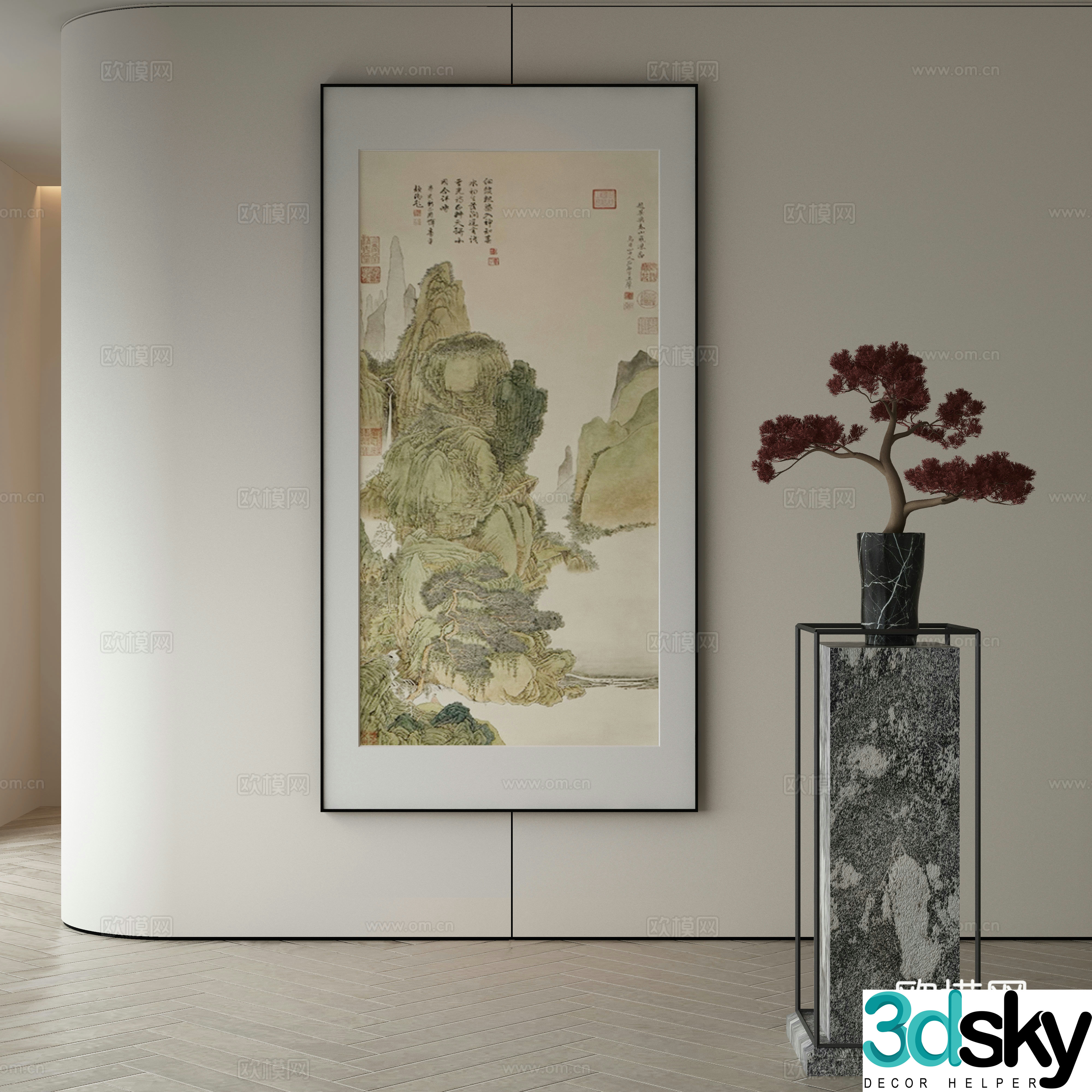 New Chinese style wasabi paintings oil paintings 3D model