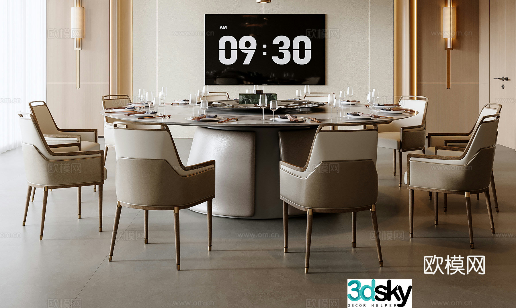 New Chinese dining table and chair 3D model