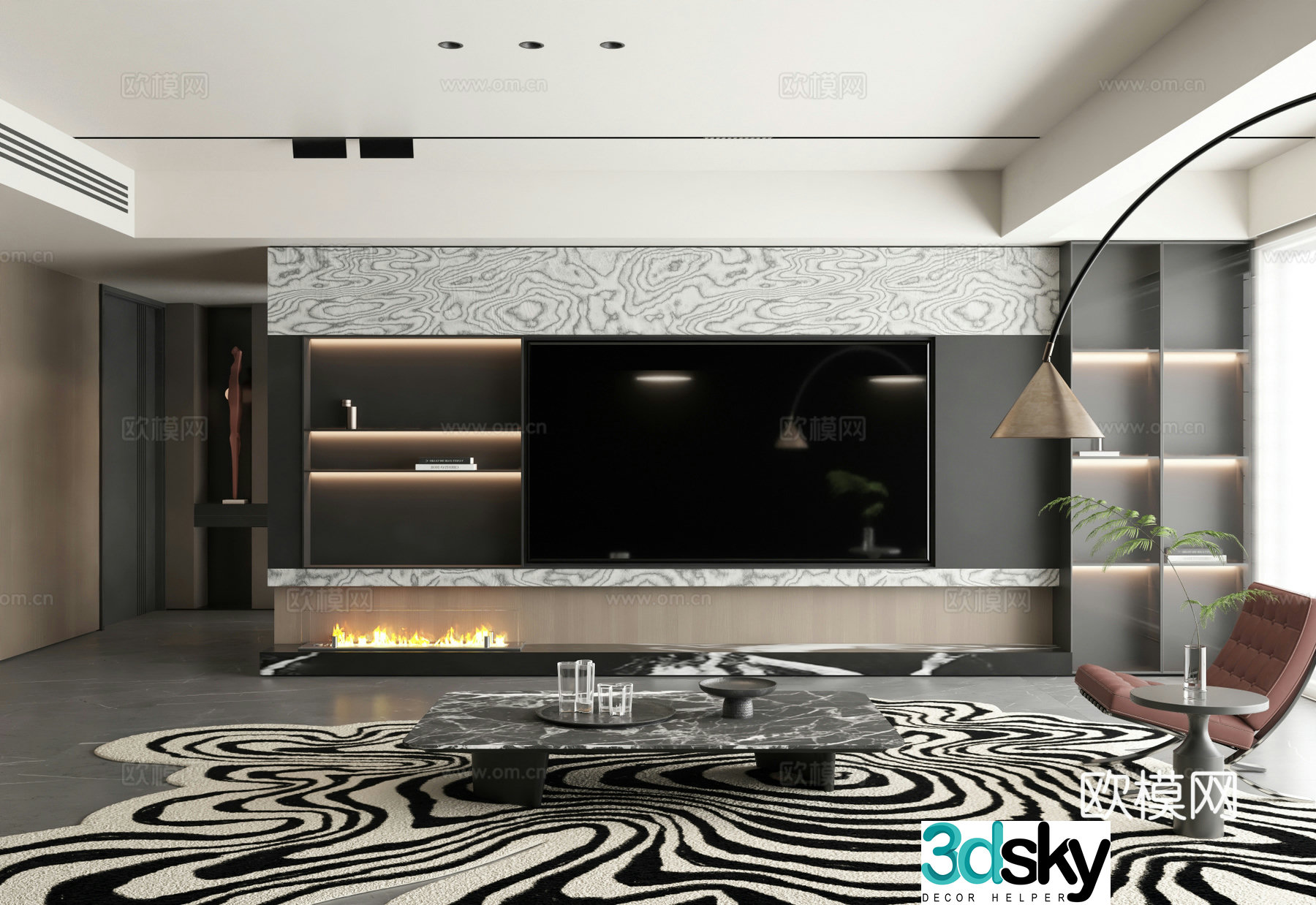 Italian style TV wall 3d model