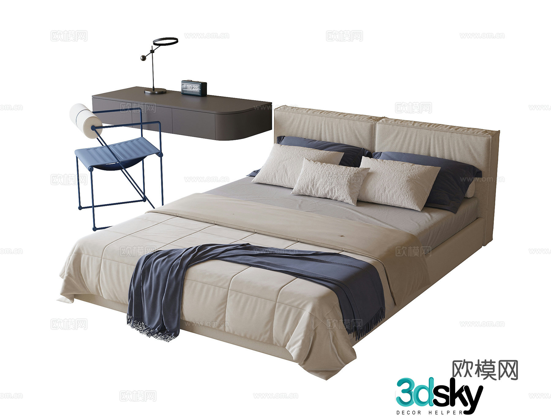 Modern children’s bed single bed children’s desk chair 3d model