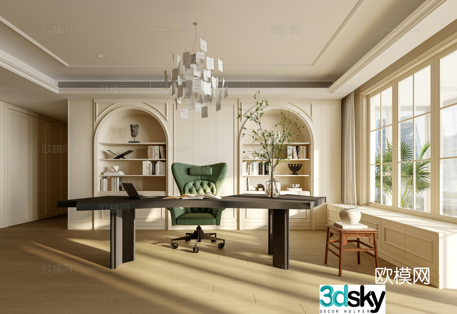 French retro study 3d model