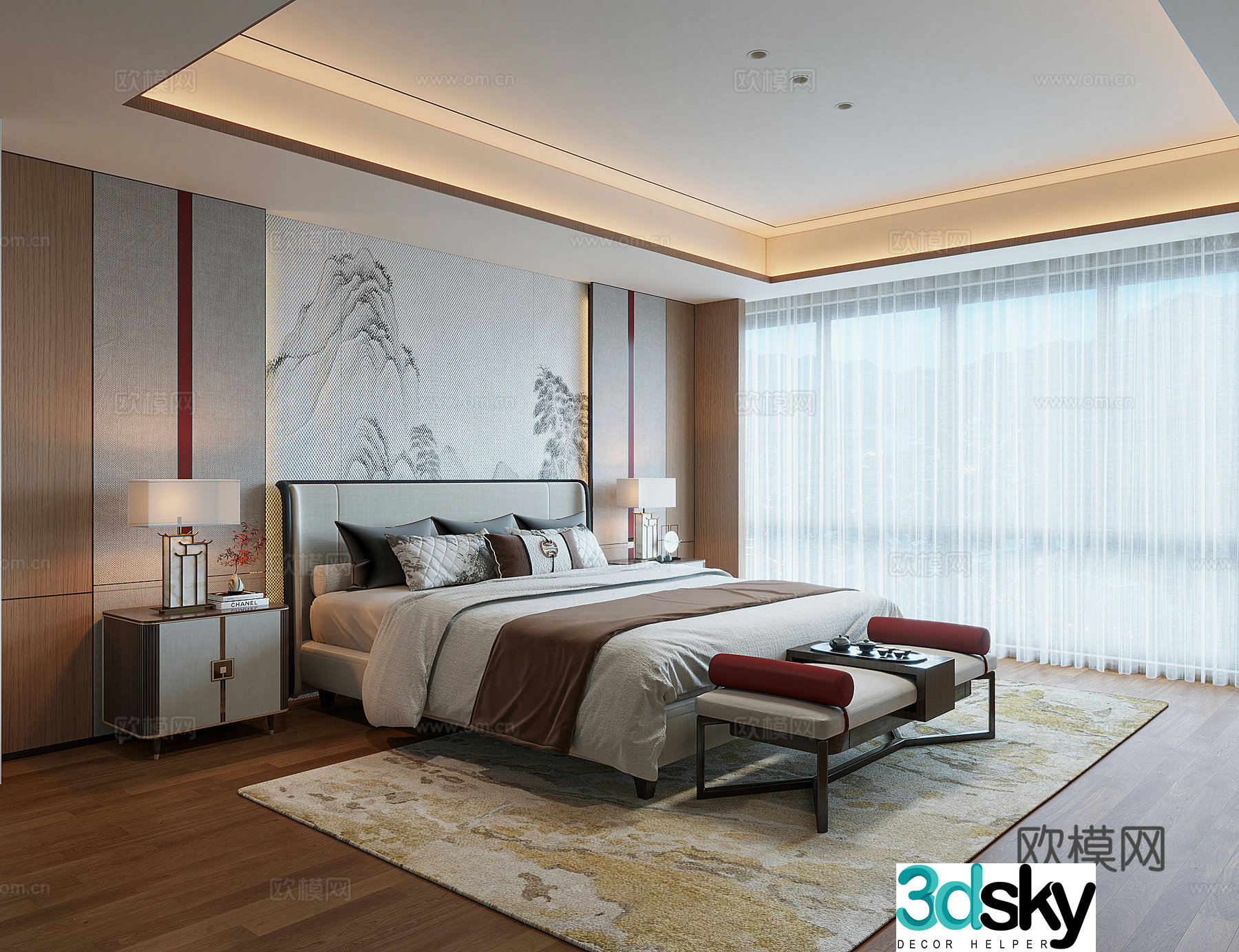 New Chinese bedroom 3D model