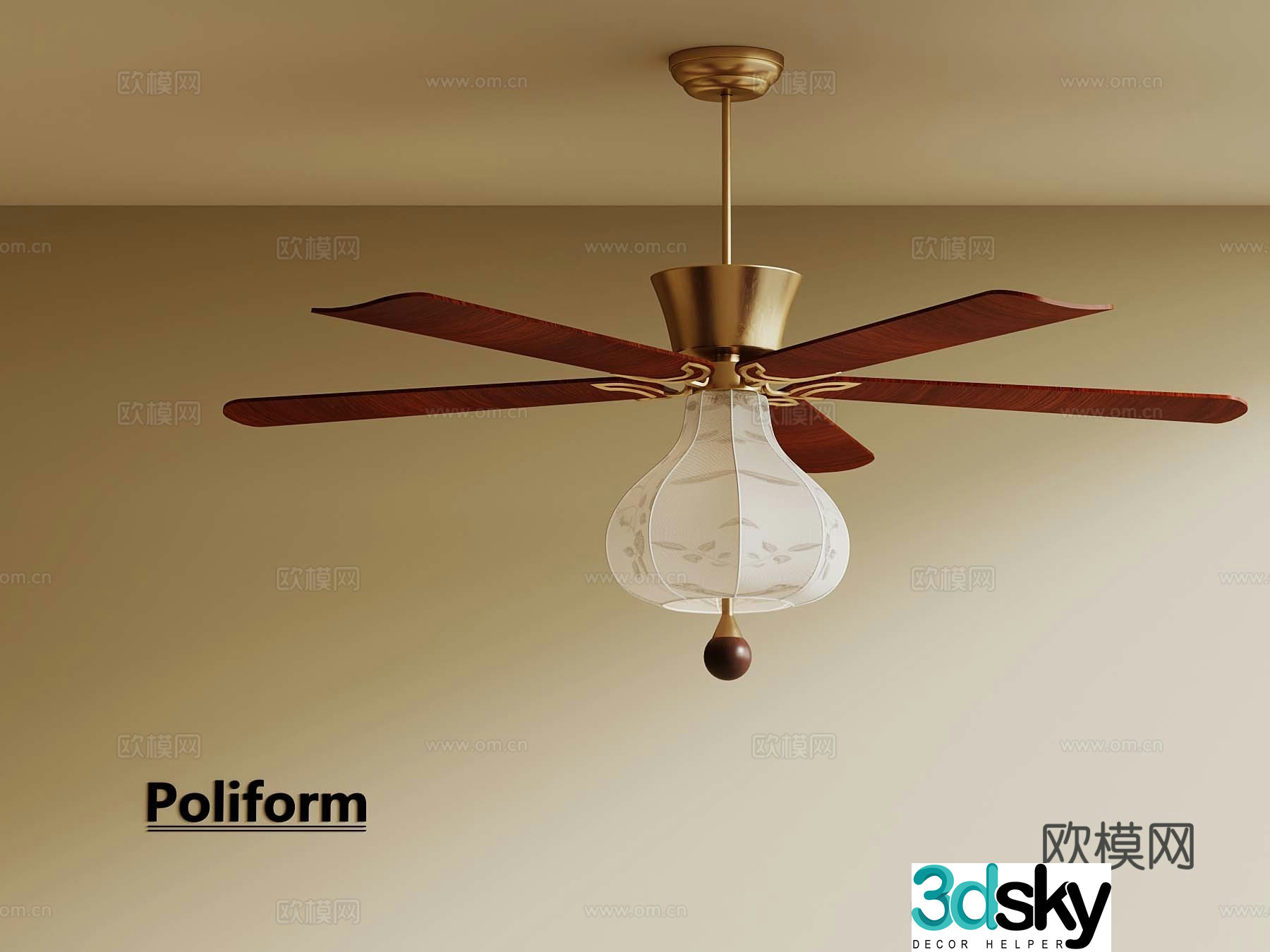 French medieval fan light 3d model