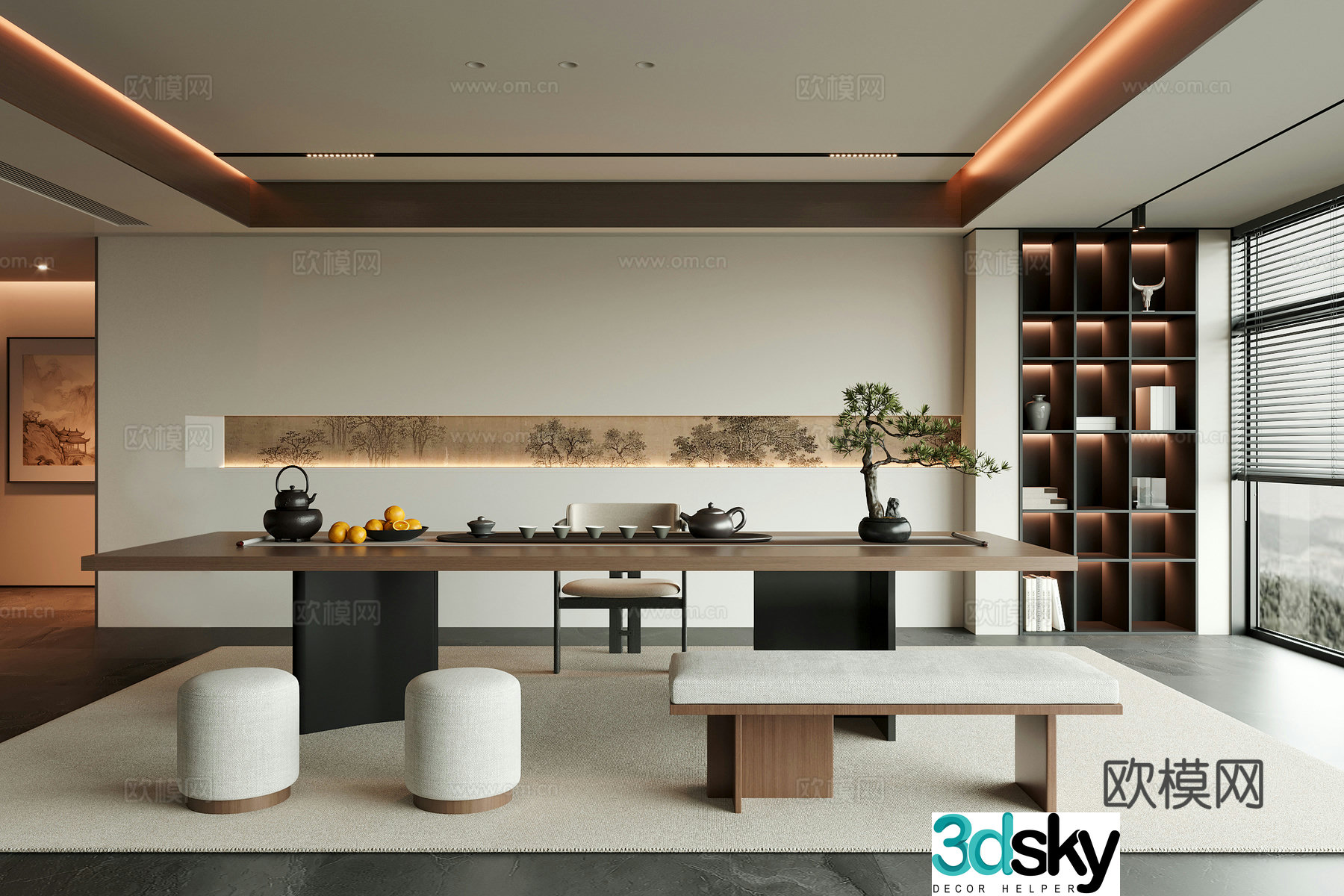 Modern new Chinese tea room 3D model