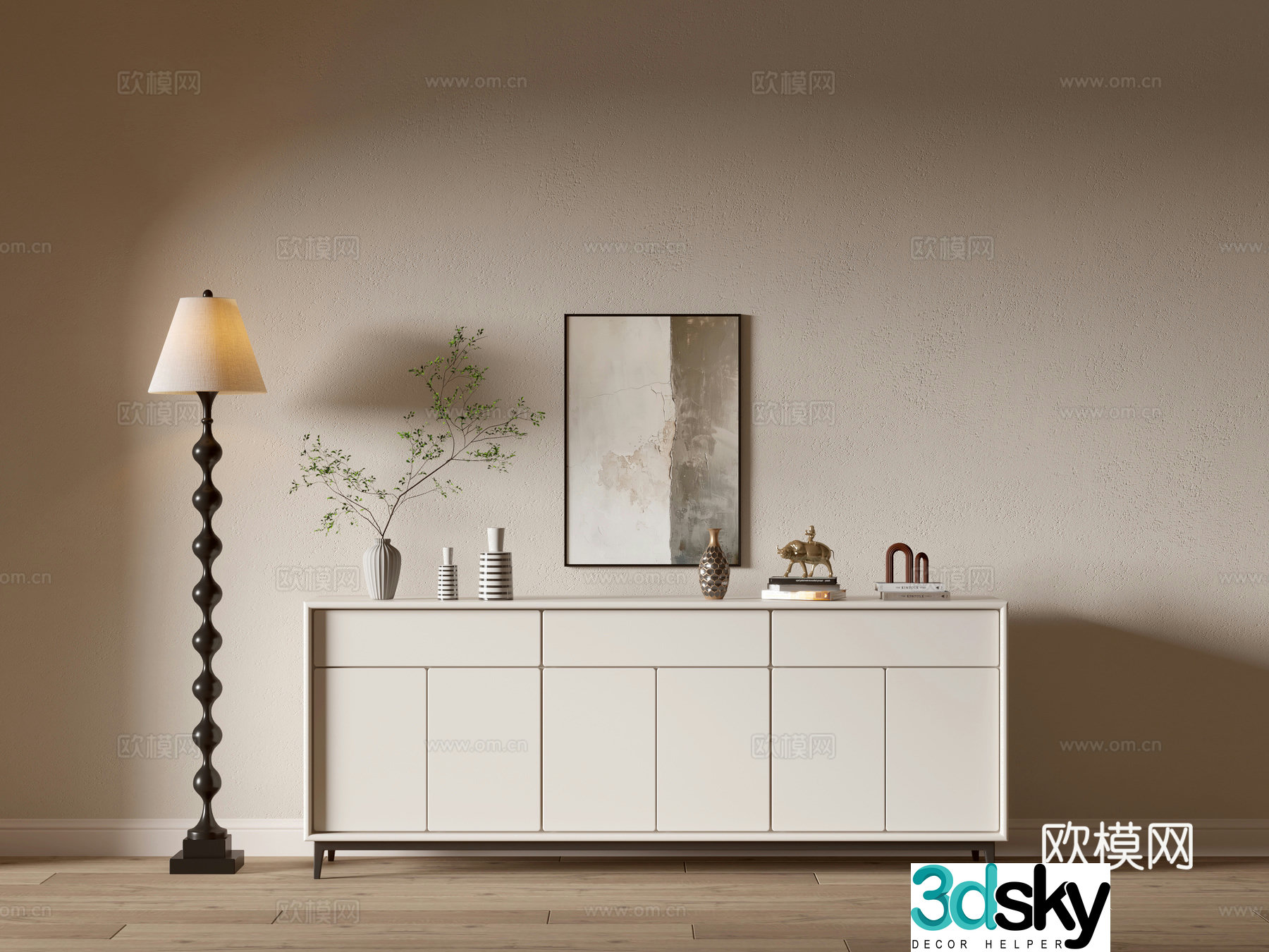 Modern cream wind chest of cabinet ins wind minimalist wind cabinet whole cabinet sideboard balcony cabinet 3d model