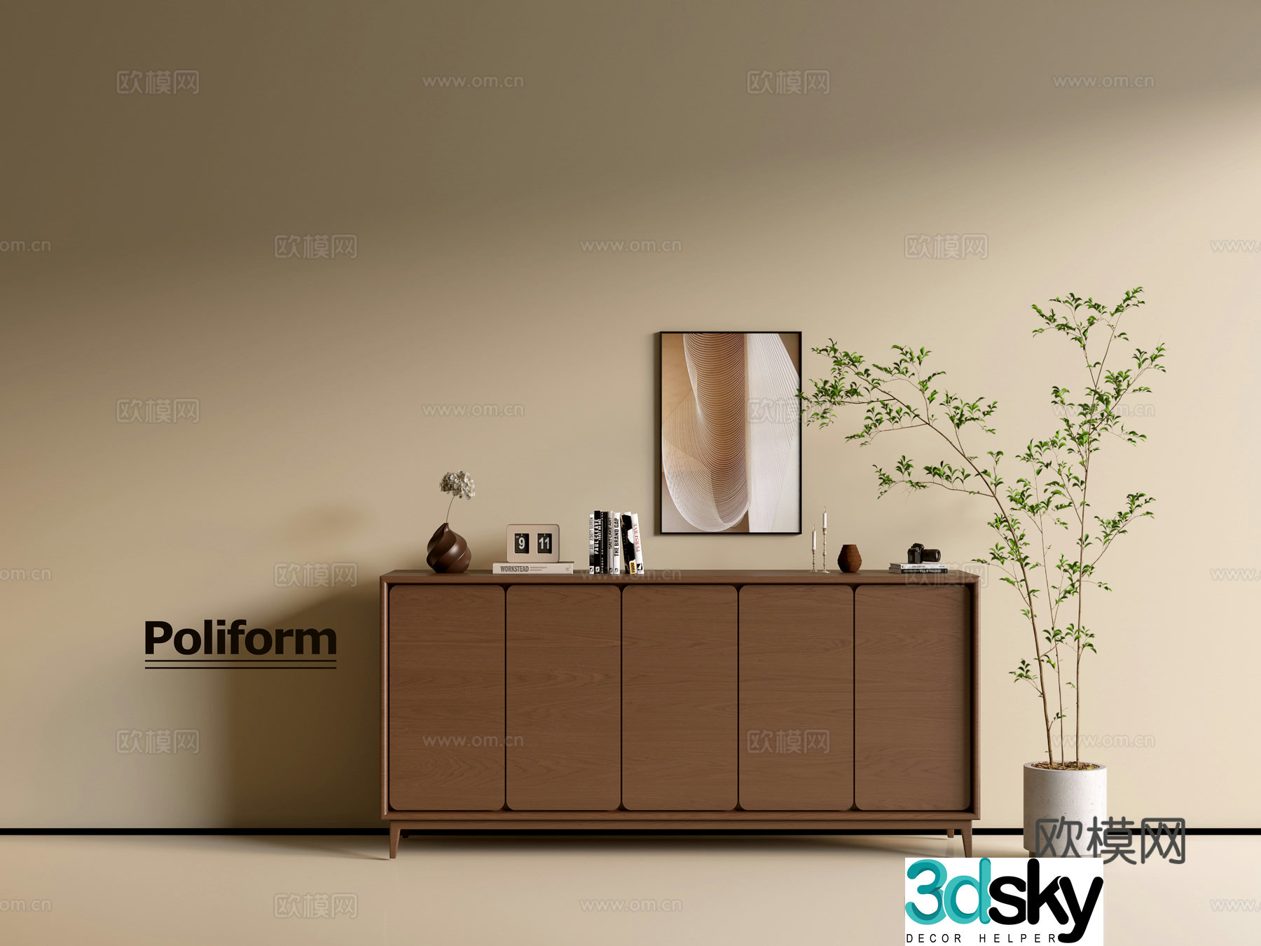 Modern wood grain cabinet ins wind minimalist wind cabinet whole cabinet sideboard balcony cabinet storage 3D model