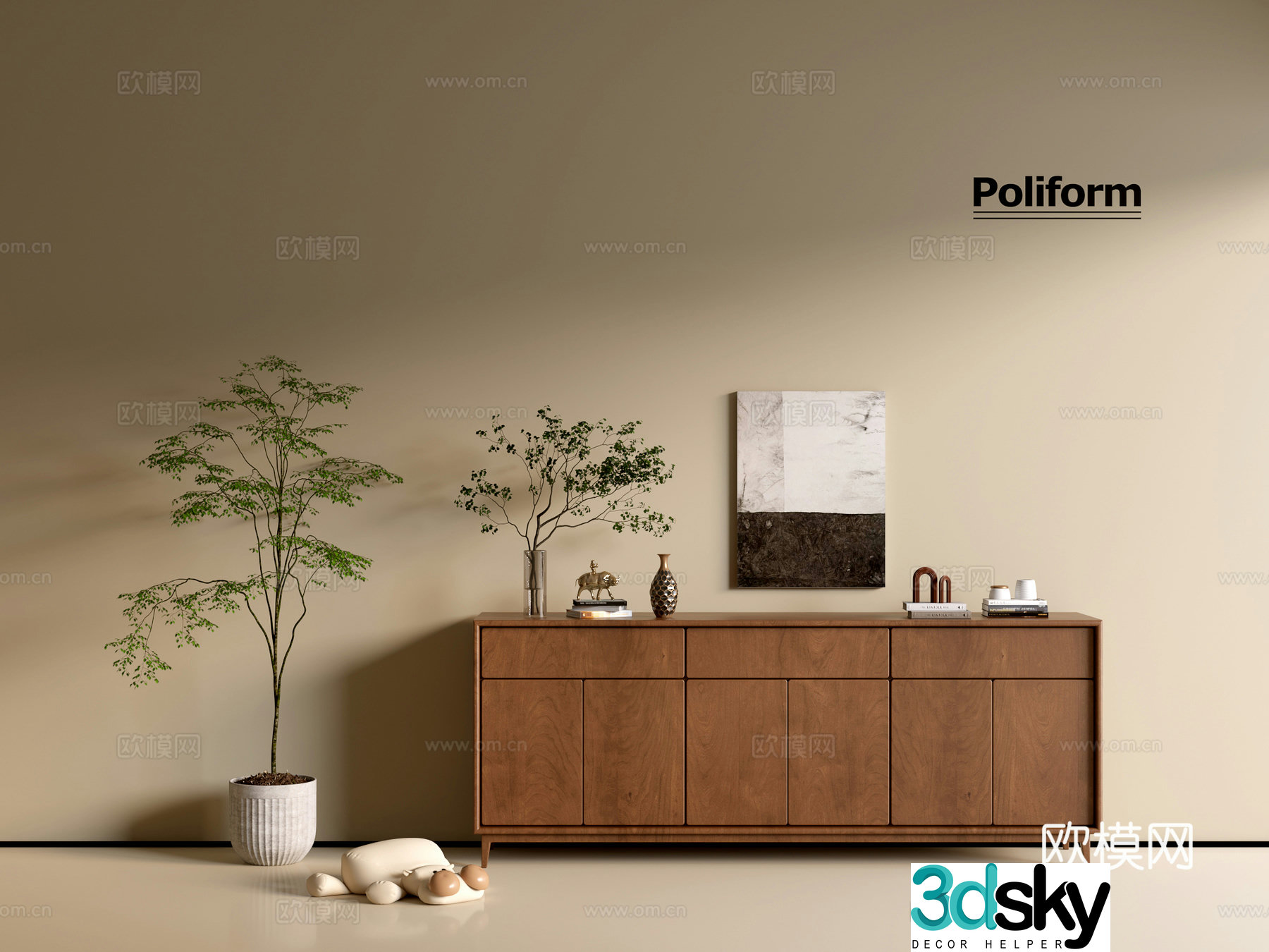 Modern wood grain cabinet ins wind minimalist wind cabinet whole cabinet sideboard balcony cabinet storage 3D model