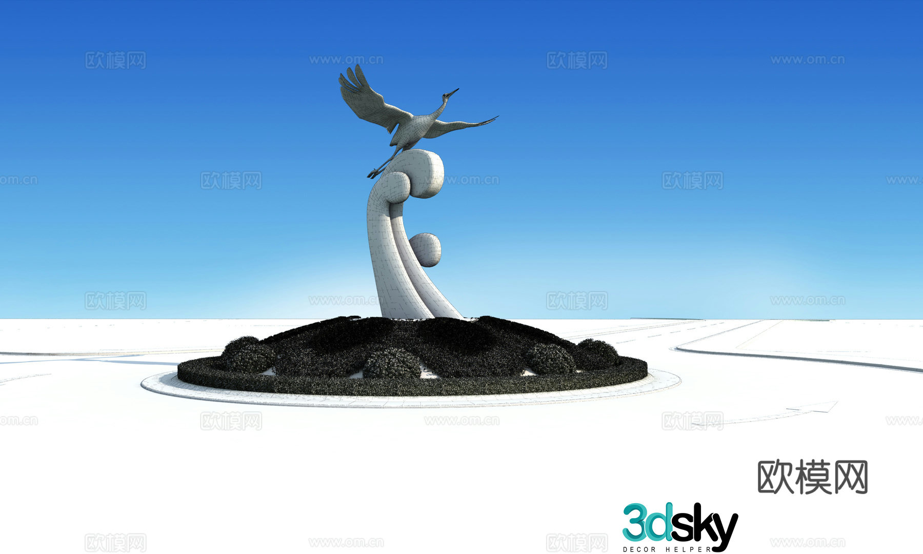 Modern turntable flower bed sculpture 3d model