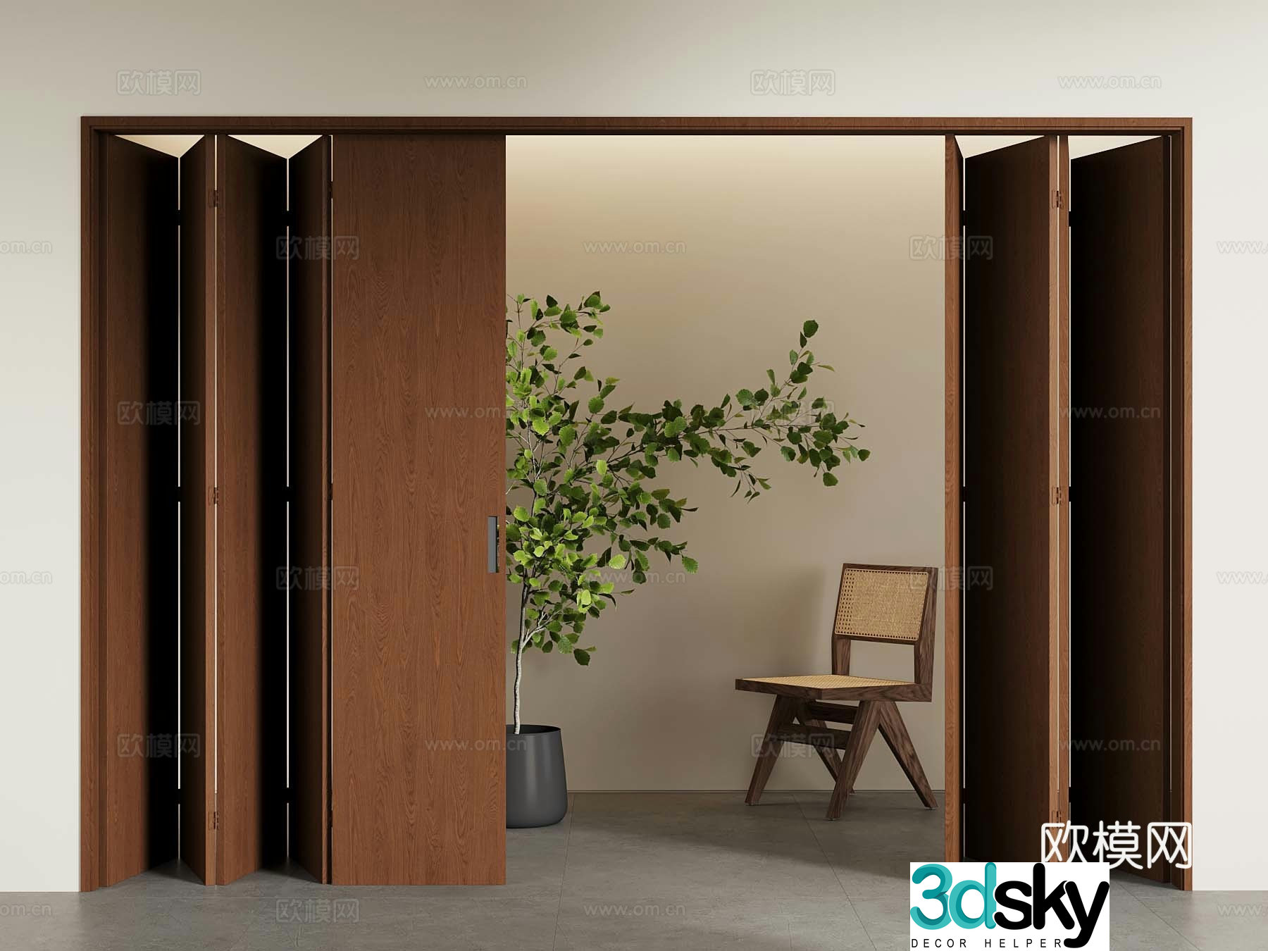 Middle-aged folding door 3D model