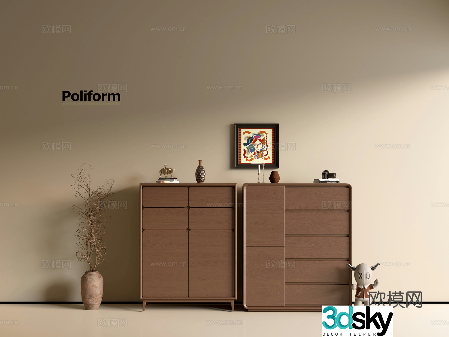 Modern wood grain cabinet ins wind minimalist wind cabinet whole cabinet sideboard balcony cabinet storage 3D model