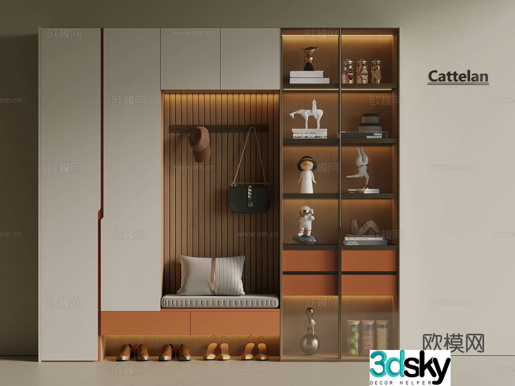 Light luxury Wasabi shoe cabinet hanging shoe cabinet entrance shoe cabinet partition shoe cabinet door-to-door shoe 3D model
