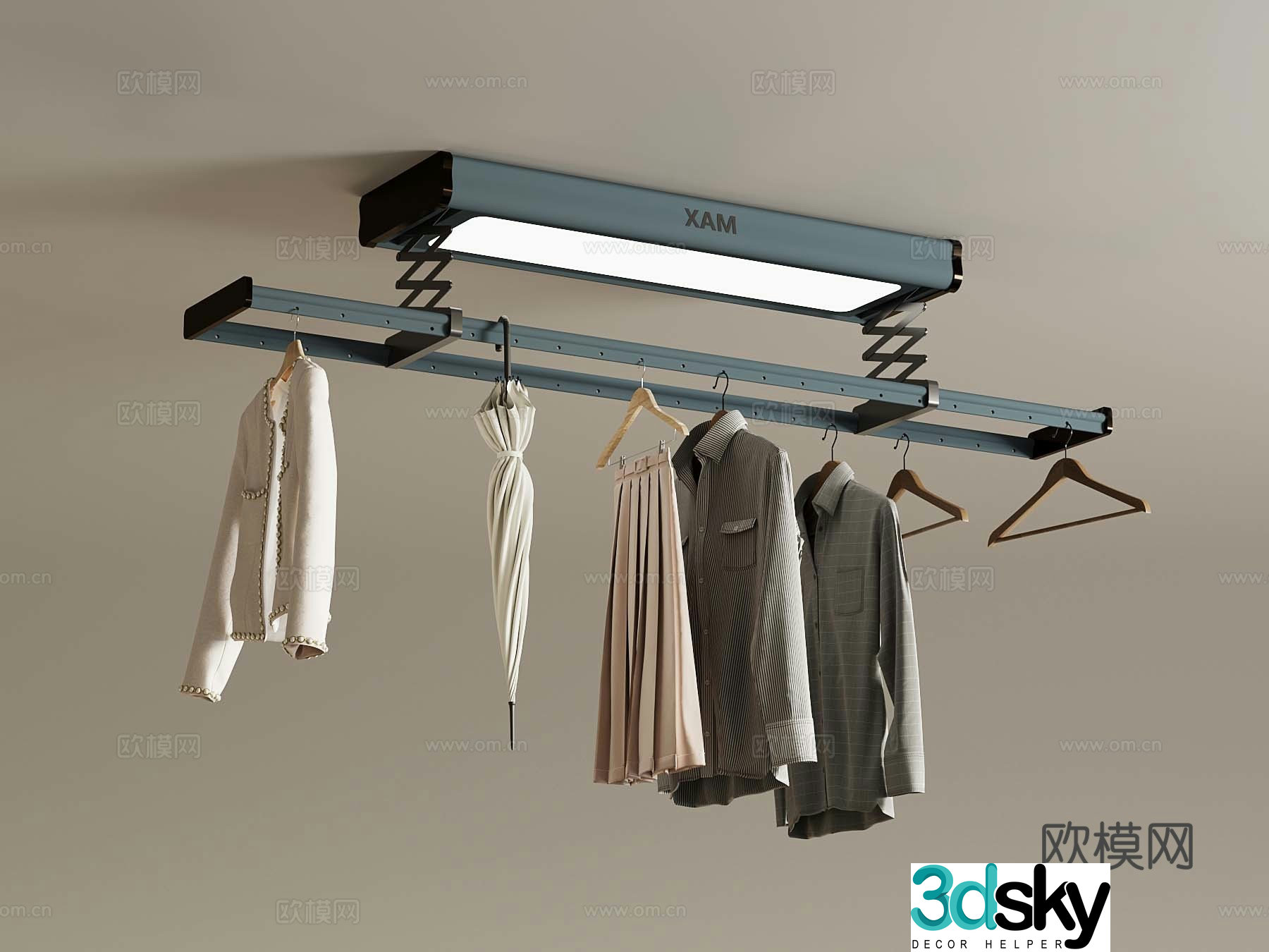Modern clothes drying hanger 3d model