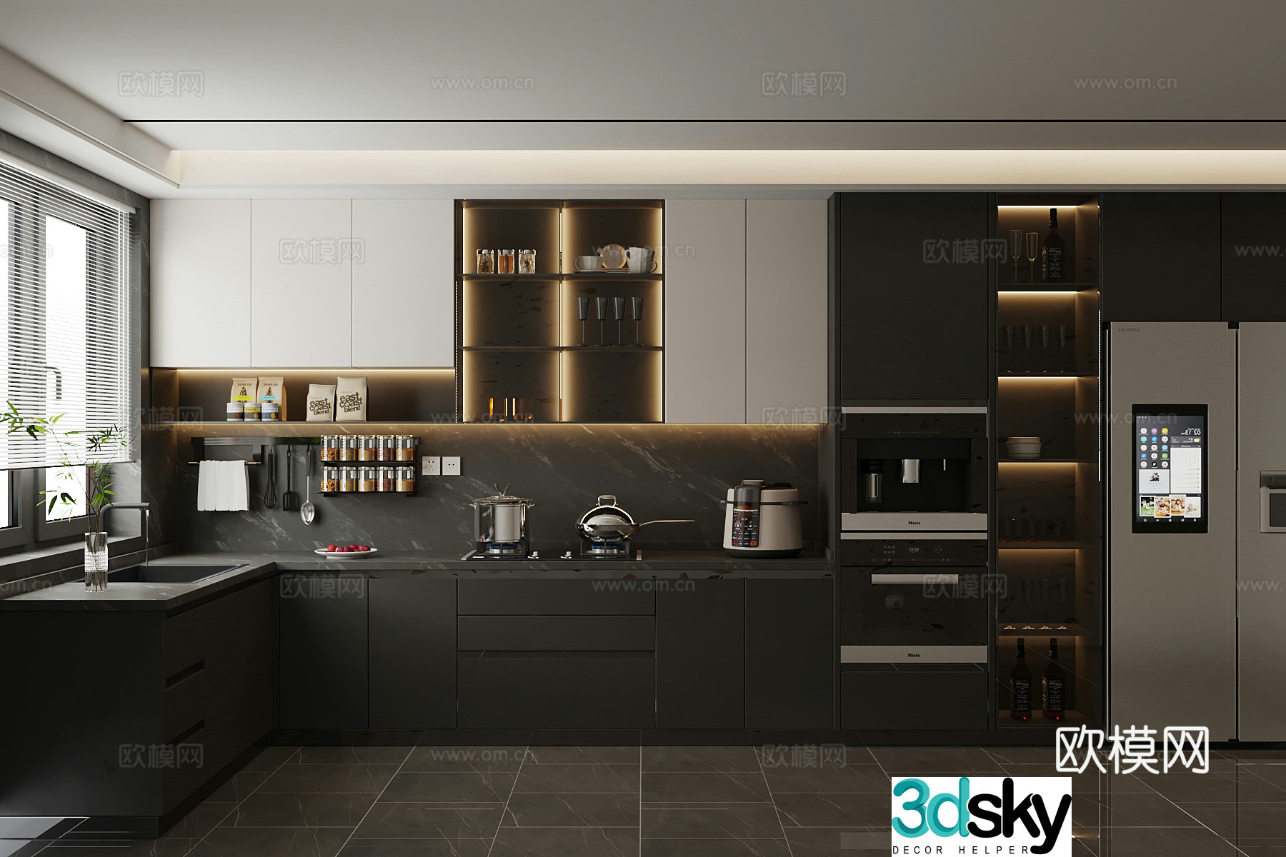 Italian kitchen kitchen utensils refrigerator 3d model