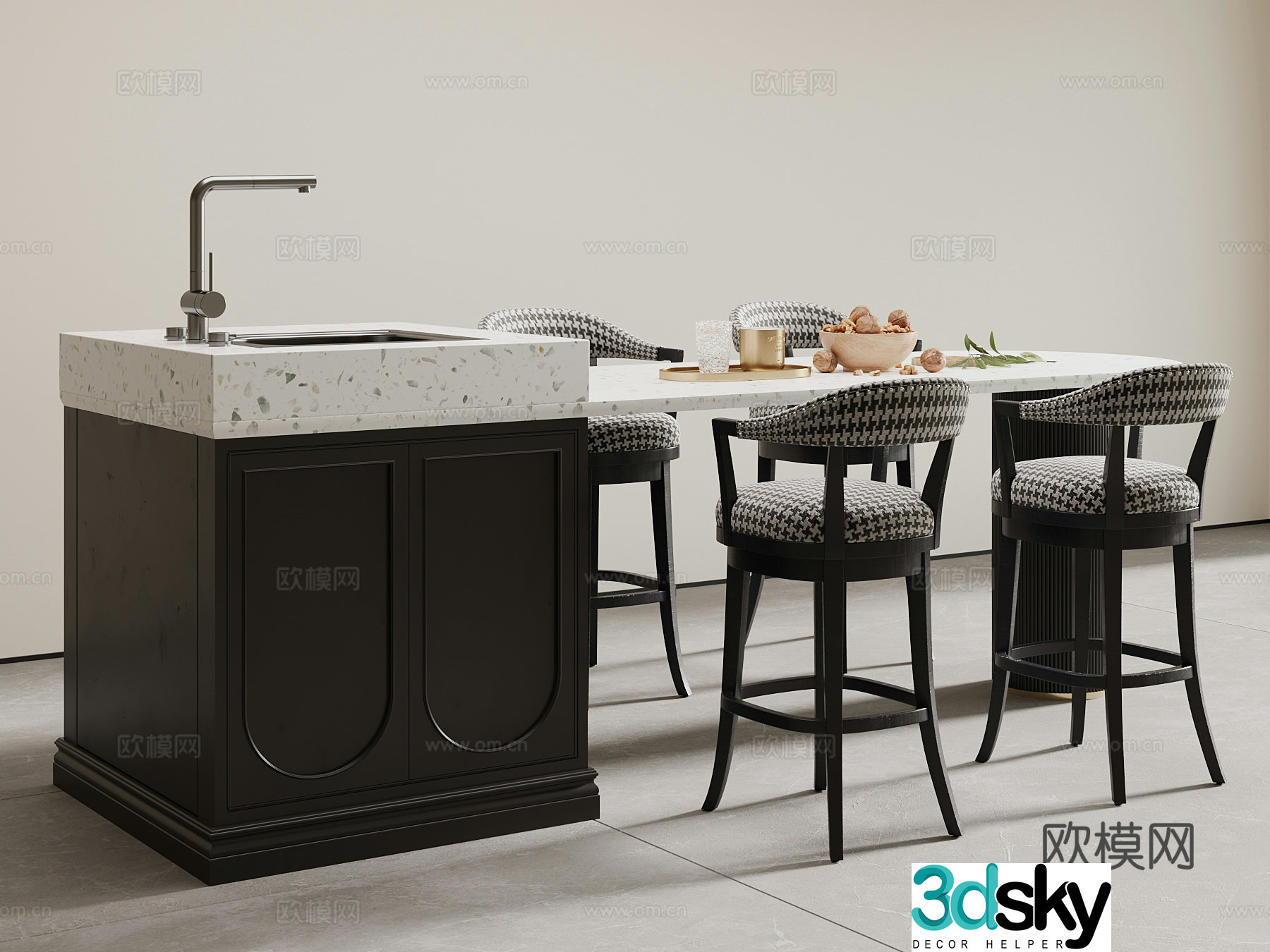 Island modern island bar chair 3d model